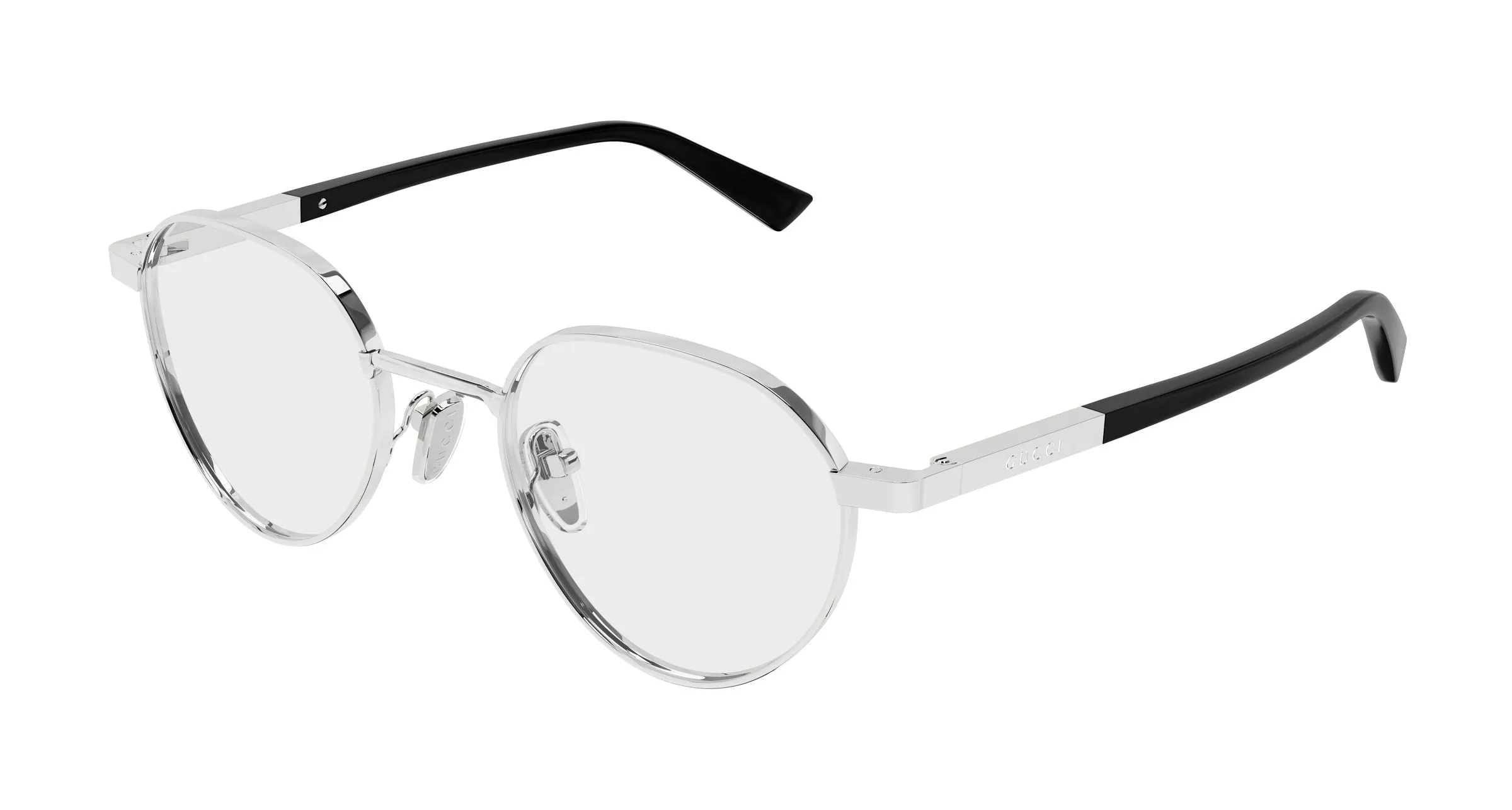 Gucci GG1963O 001 Montature da vista Metallo Argento Trasparente Rotonda - immagine 1