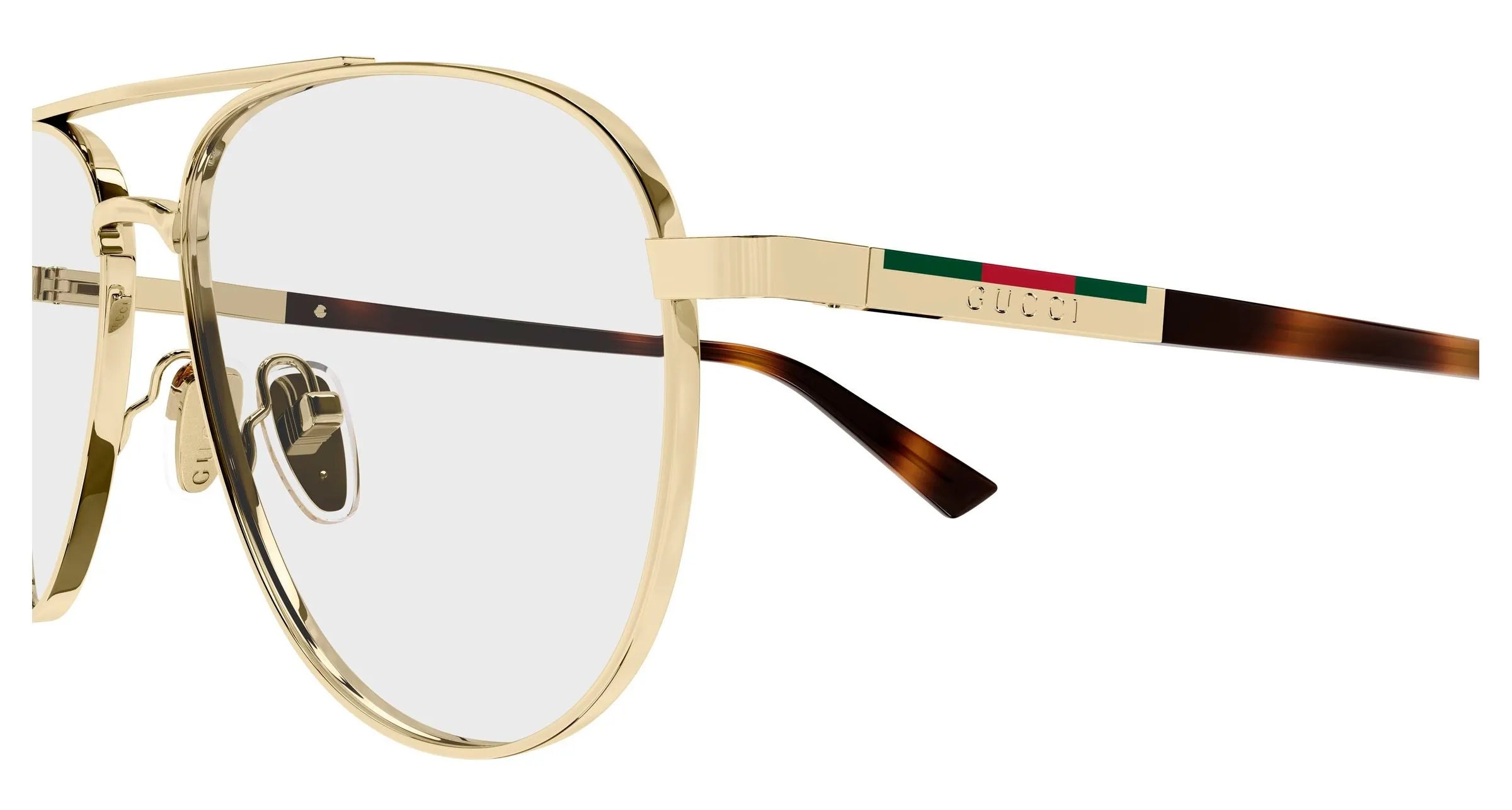 Gucci GG1962S 005 Occhiali da sole Metallo Oro Trasparente Pilot - immagine 3