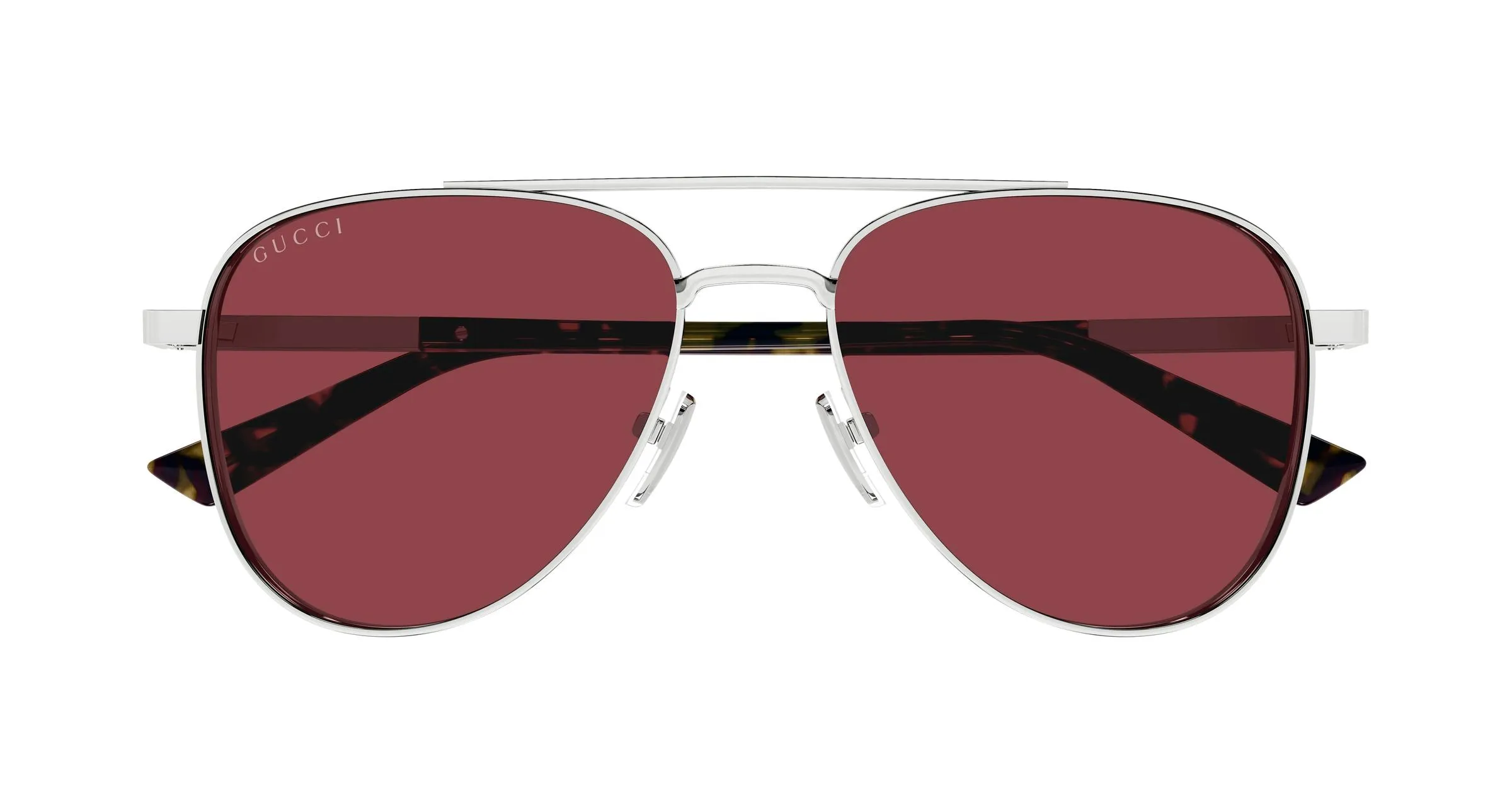 Gucci GG1962S 003 Occhiali da sole Metallo Argento Rosso Pilot - immagine 2