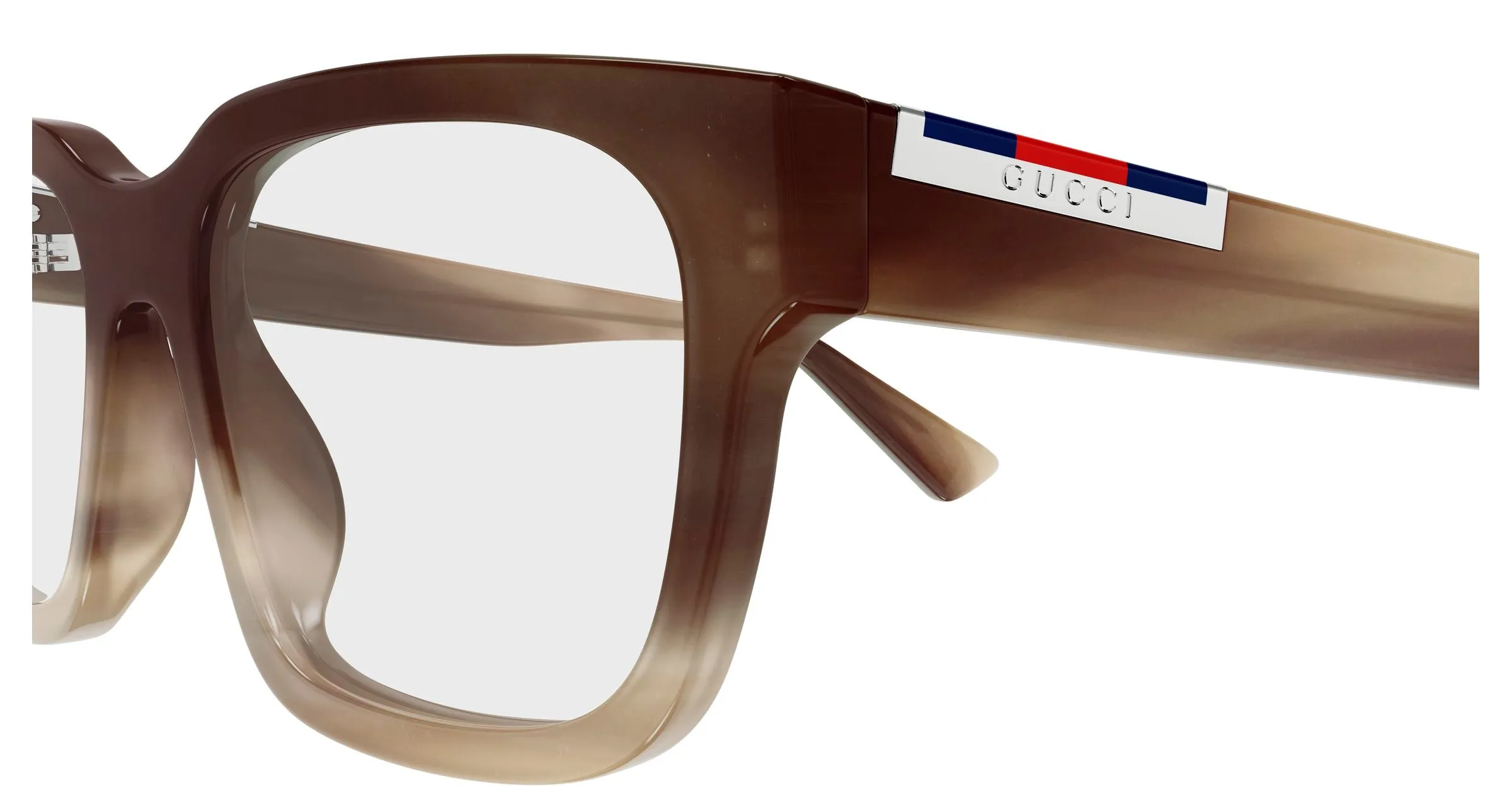 Gucci GG1961O 004 Montature da vista Acetato Havana Trasparente Squadrata - immagine 3