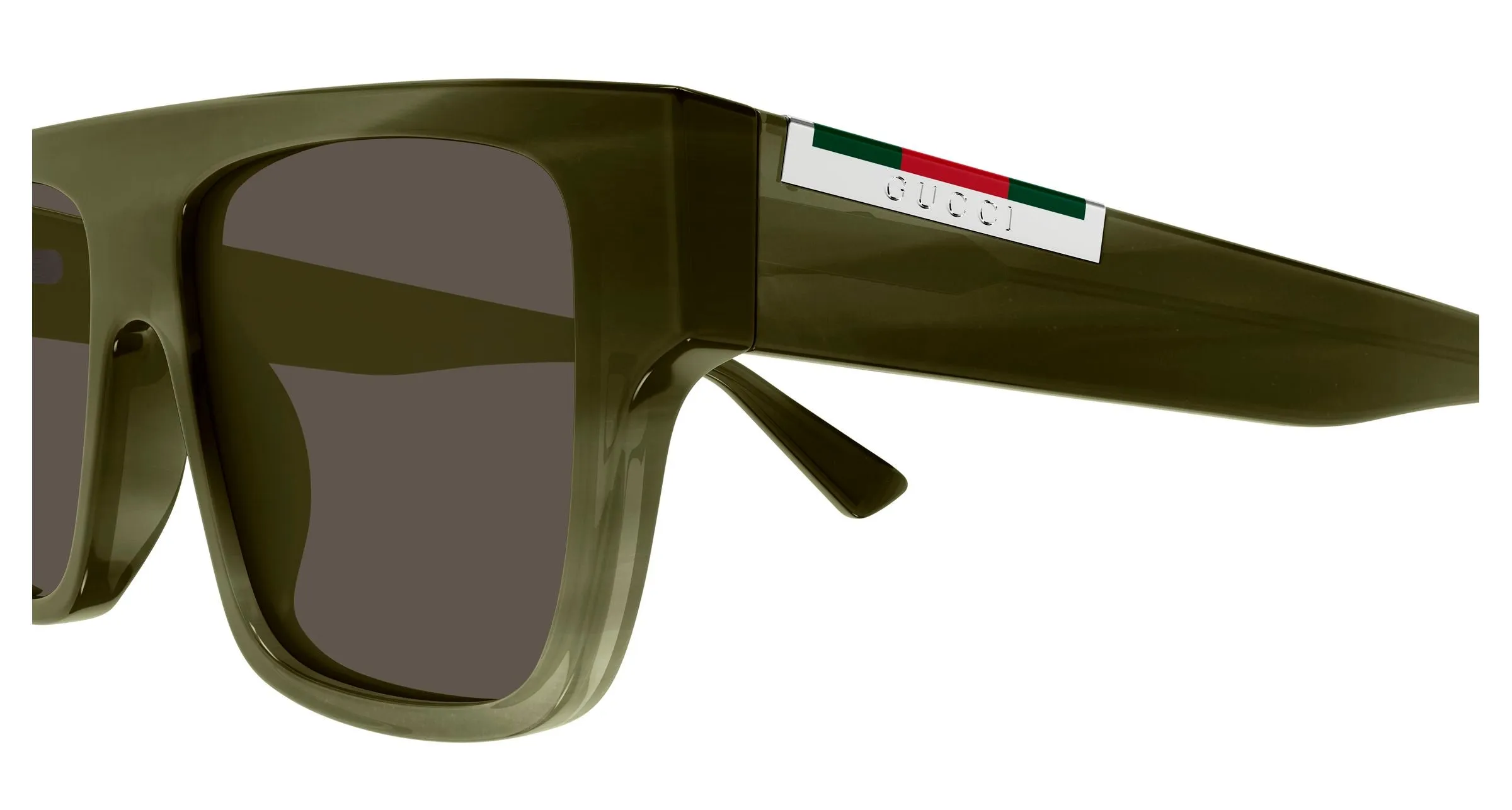 Gucci GG1960S 005 Occhiali da sole Acetato Verde Marrone Squadrata - immagine 3