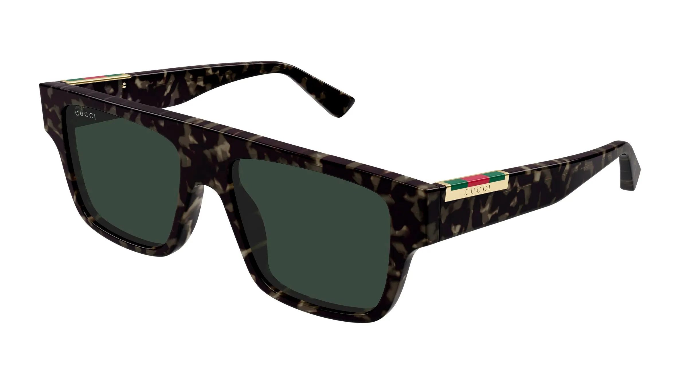 Gucci GG1960S 004 Occhiali da sole Acetato Havana Verde Squadrata - immagine 1