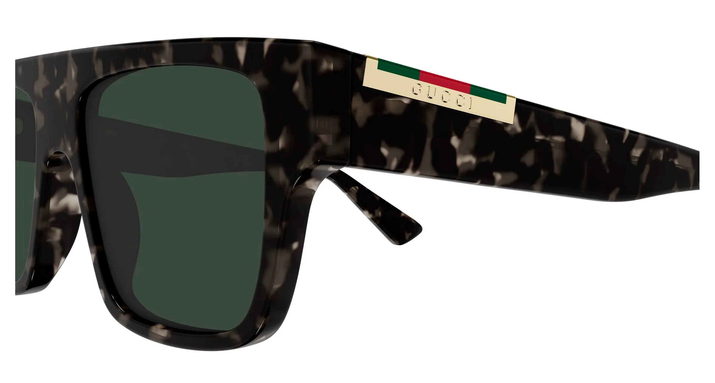 Gucci GG1960S 004 Occhiali da sole Acetato Havana Verde Squadrata - immagine 3