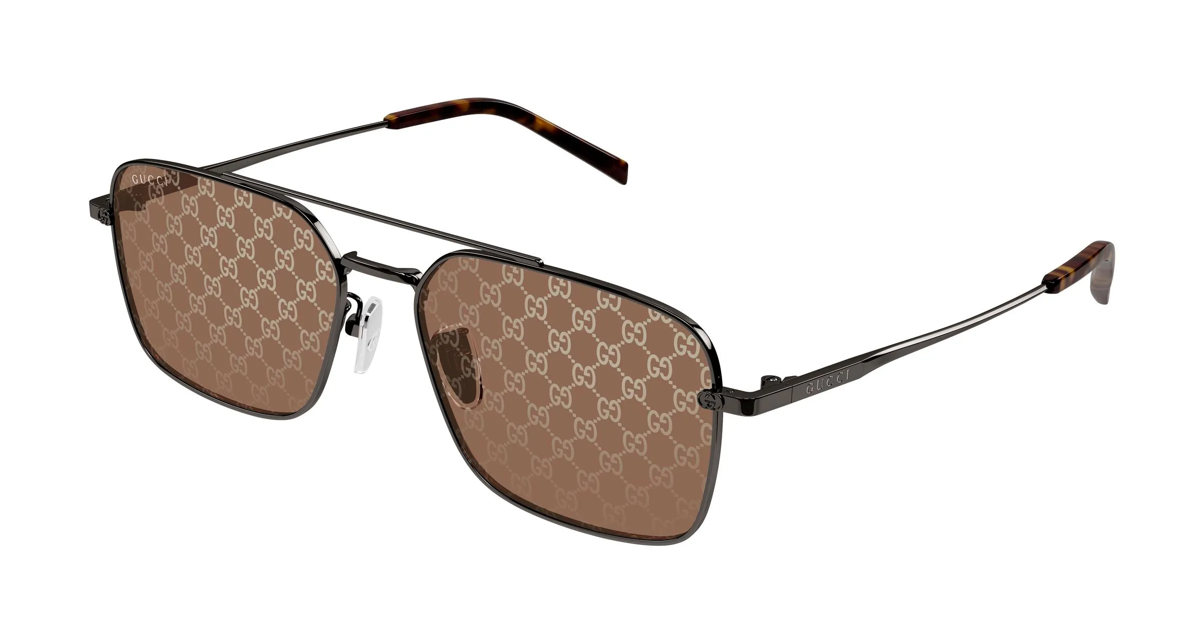 Gucci GG1957SA 005 Occhiali da sole Metallo Grigio Marrone Squadrata - immagine 1