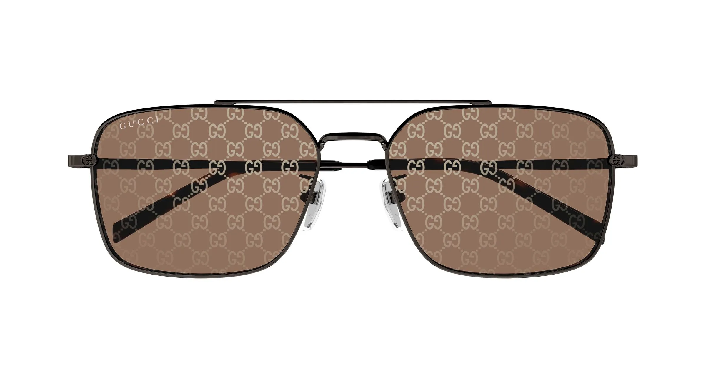 Gucci GG1957SA 005 Occhiali da sole Metallo Grigio Marrone Squadrata - immagine 2