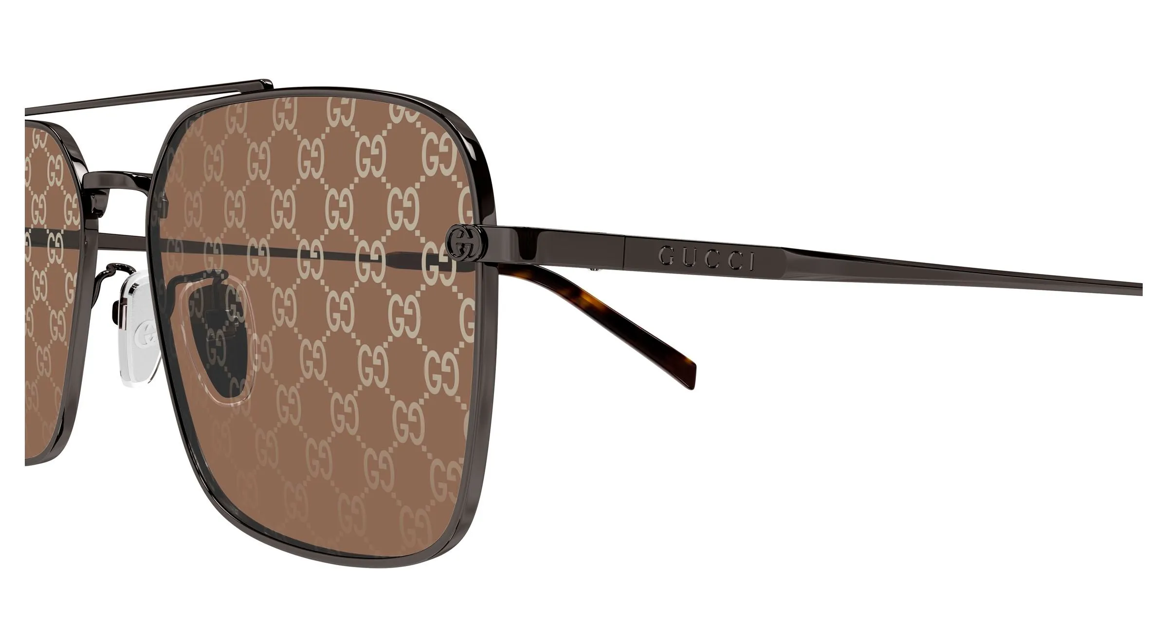 Gucci GG1957SA 005 Occhiali da sole Metallo Grigio Marrone Squadrata - immagine 3