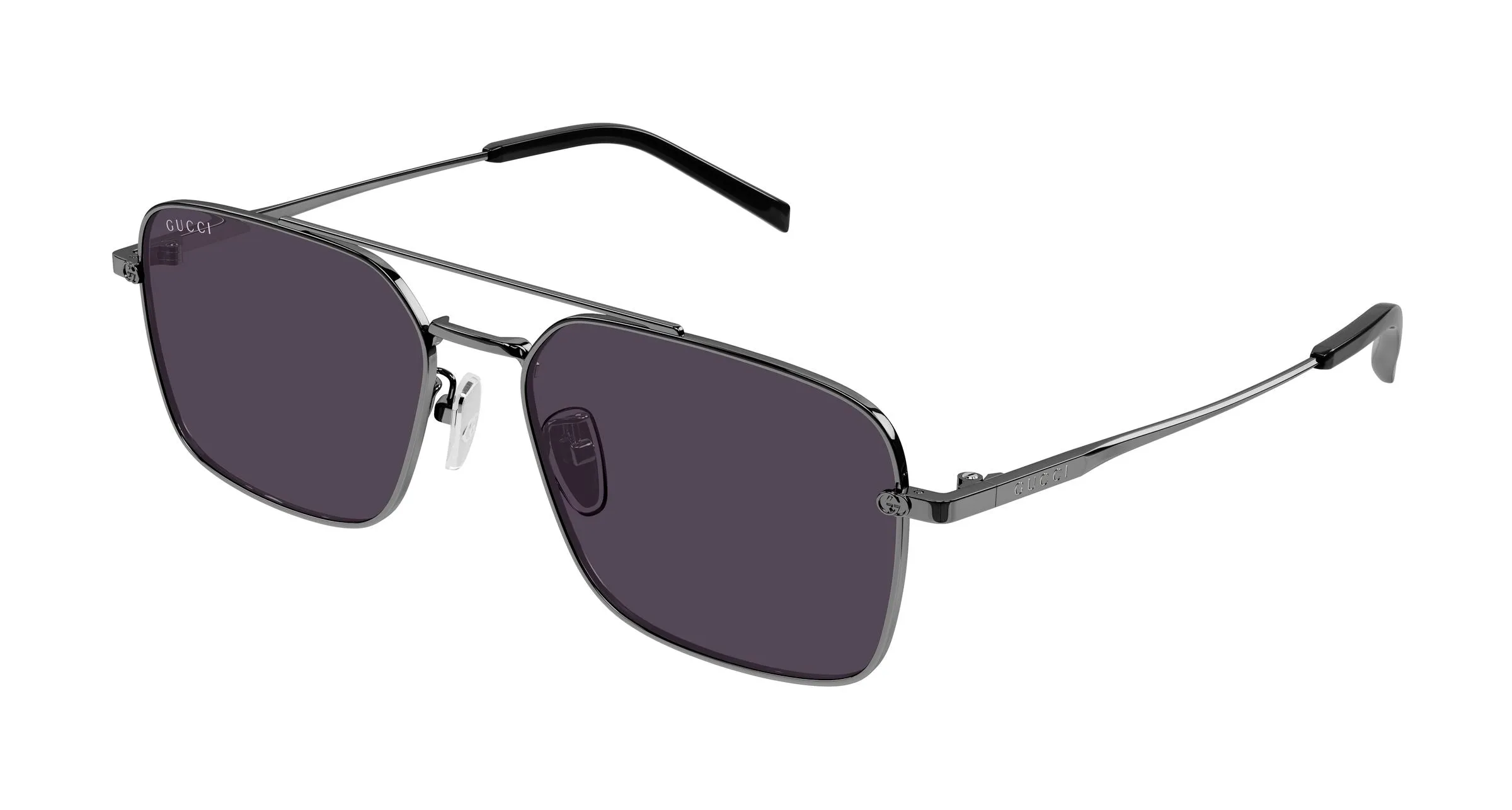 Gucci GG1957SA 003 Occhiali da sole Metallo Rutenio Viola Squadrata - immagine 1