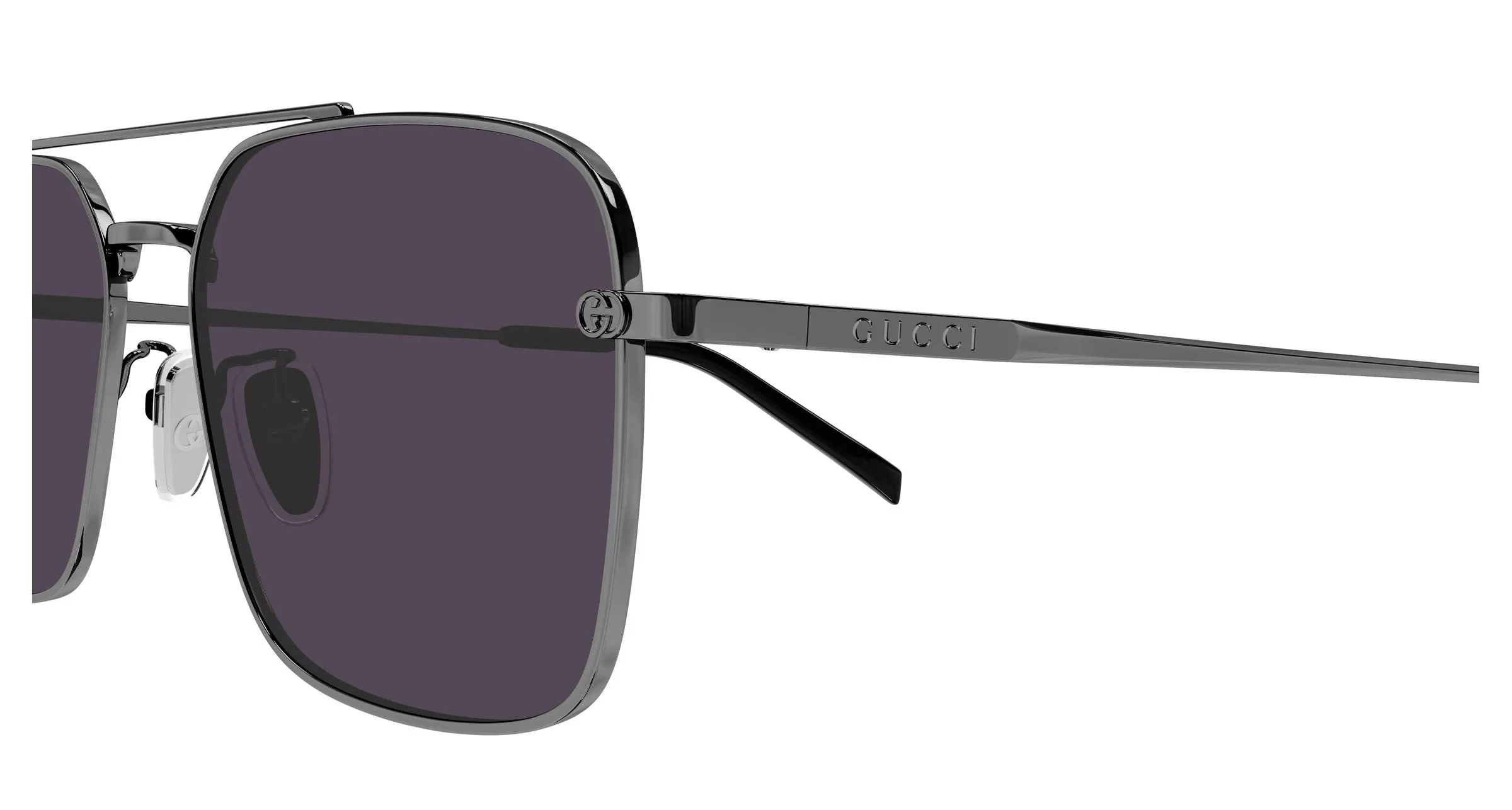 Gucci GG1957SA 003 Occhiali da sole Metallo Rutenio Viola Squadrata - immagine 3