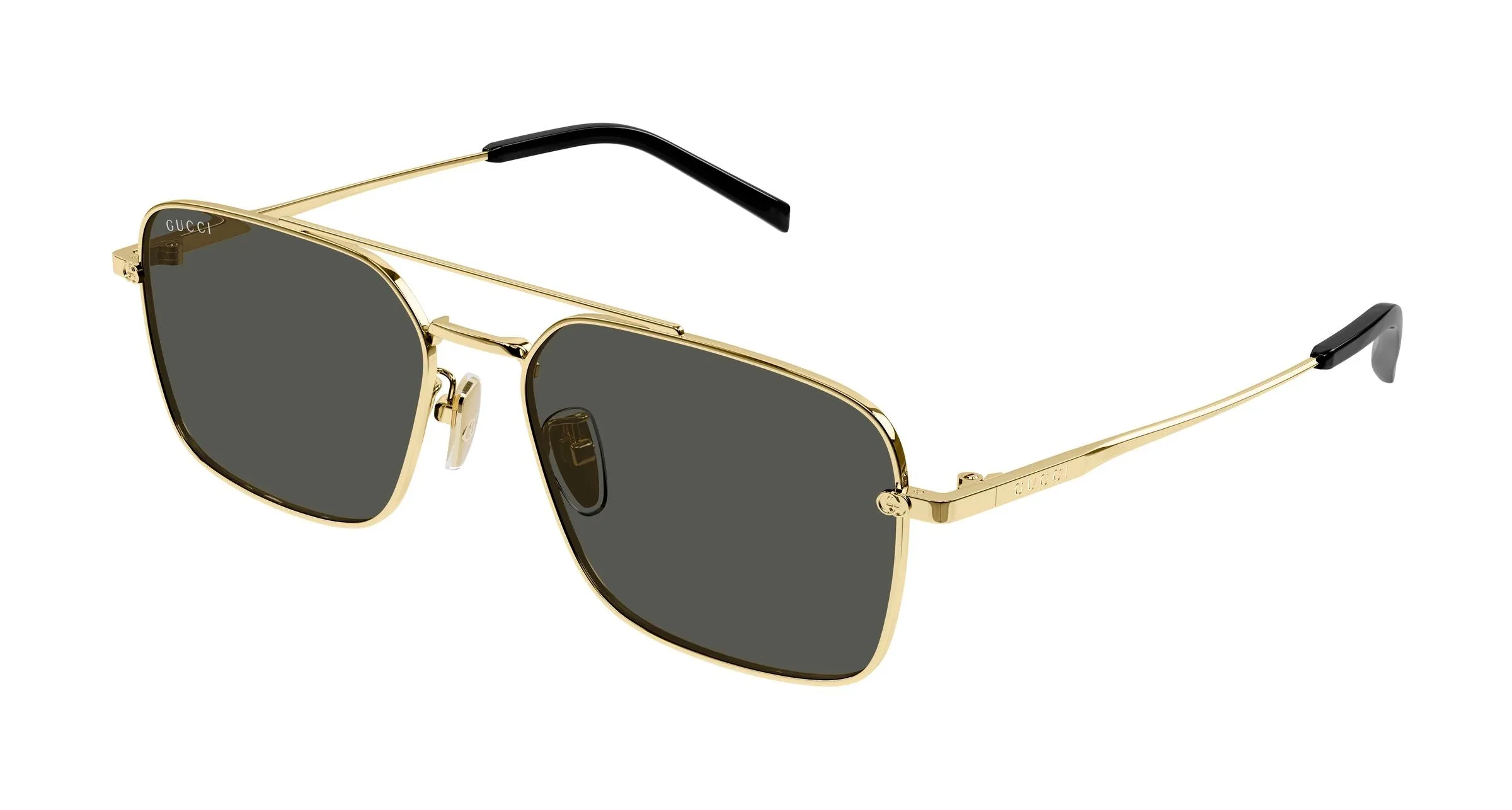 Gucci GG1957SA 001 Occhiali da sole Metallo Oro Grigio Squadrata - immagine 1