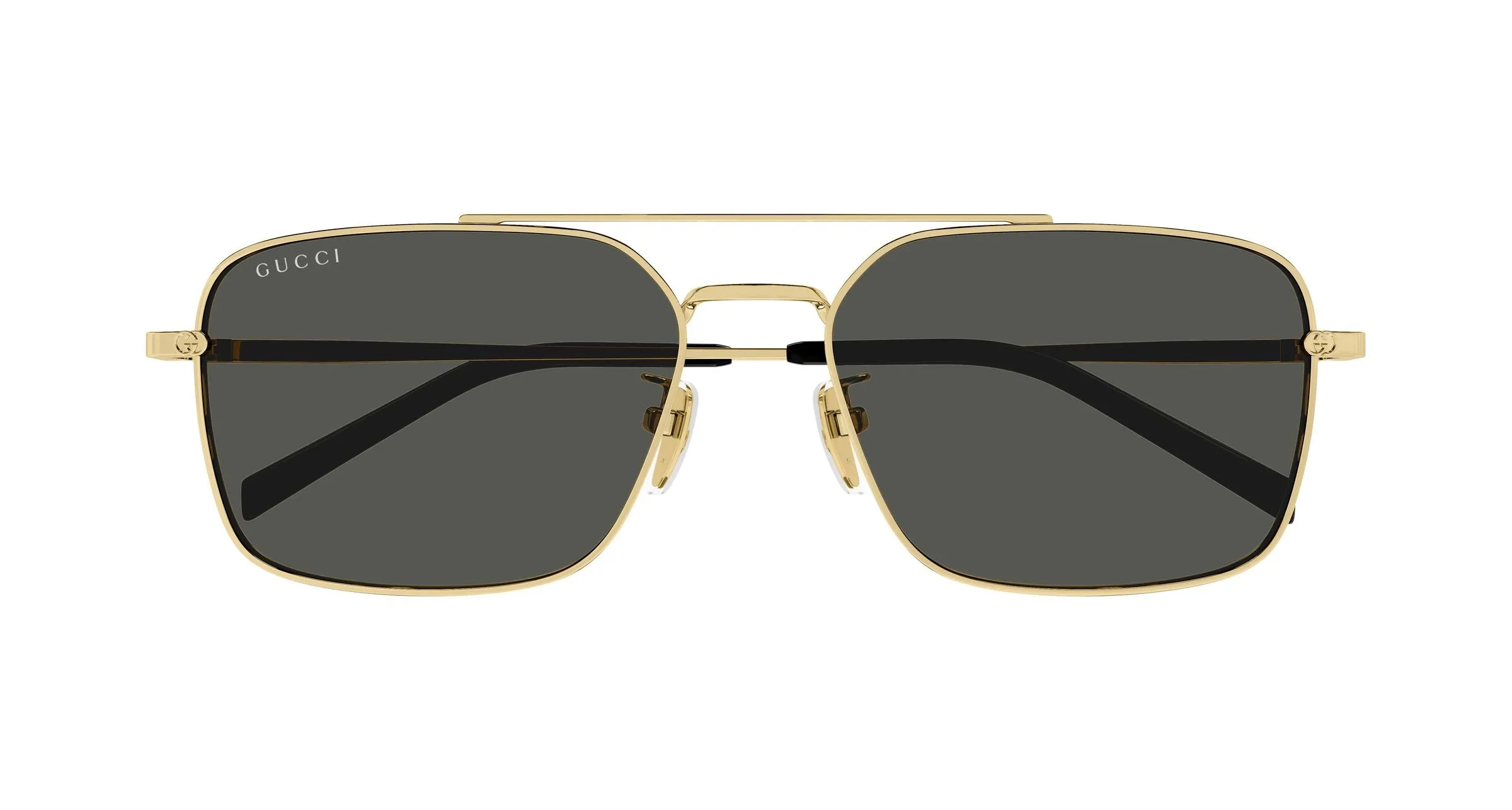 Gucci GG1957SA 001 Occhiali da sole Metallo Oro Grigio Squadrata - immagine 2