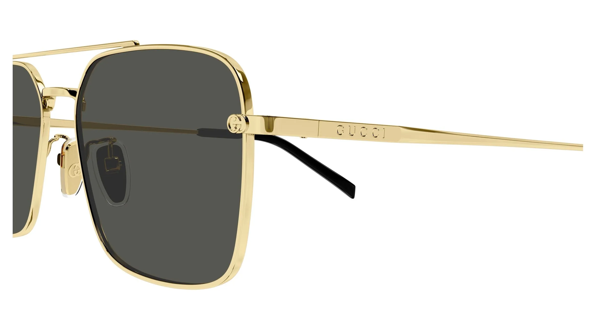 Gucci GG1957SA 001 Occhiali da sole Metallo Oro Grigio Squadrata - immagine 3