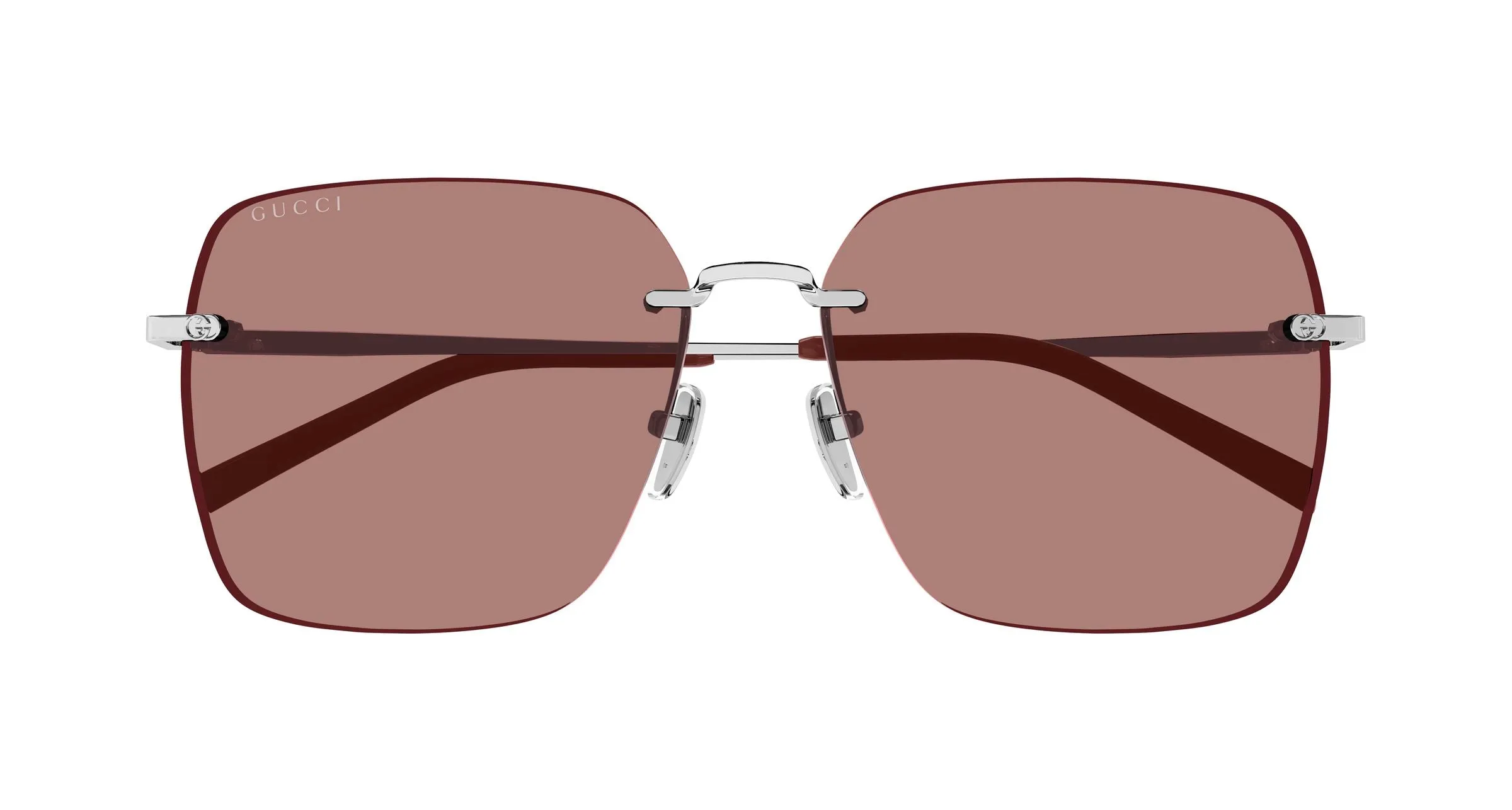 Gucci GG1955SA 003 Occhiali da sole Metallo Argento Rosso Squadrata - immagine 2