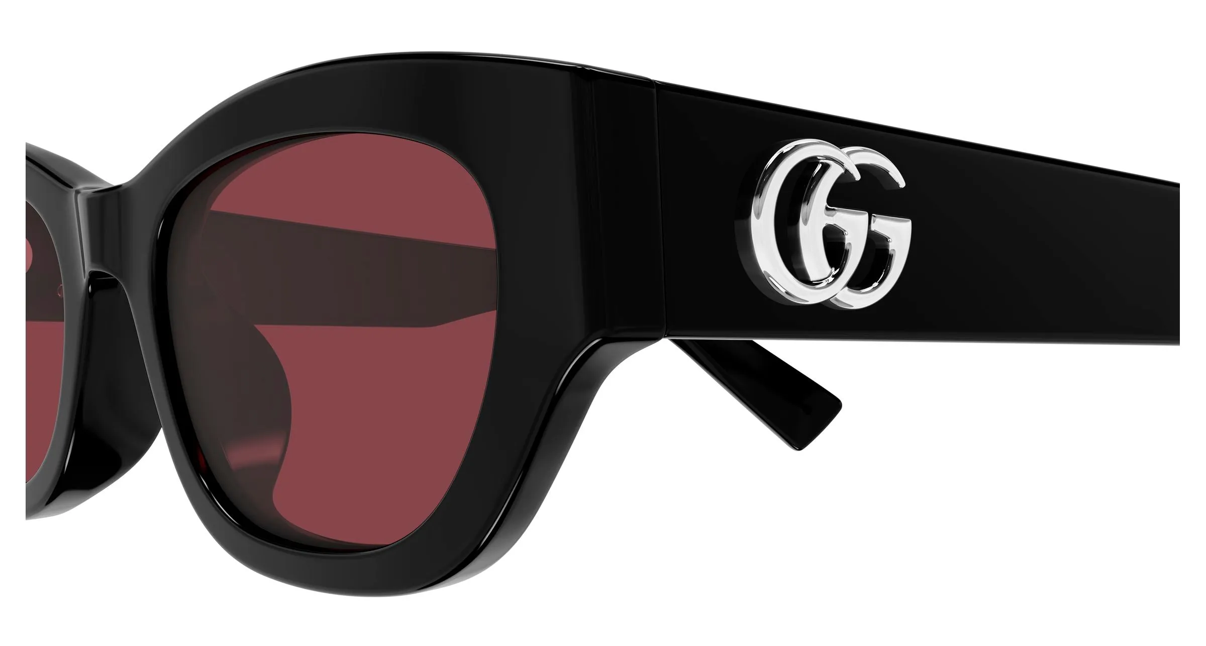 Gucci GG1954SA 004 Occhiali da sole Acetato Nero Rosso Cat Eye - immagine 3