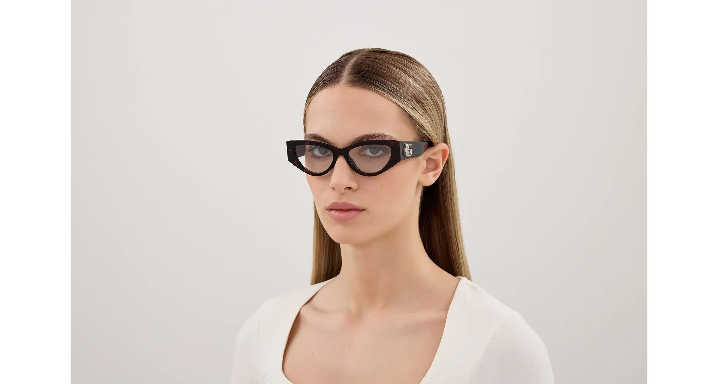 Gucci GG1953O 002 Montature da vista Acetato Havana Trasparente Cat Eye - immagine 4