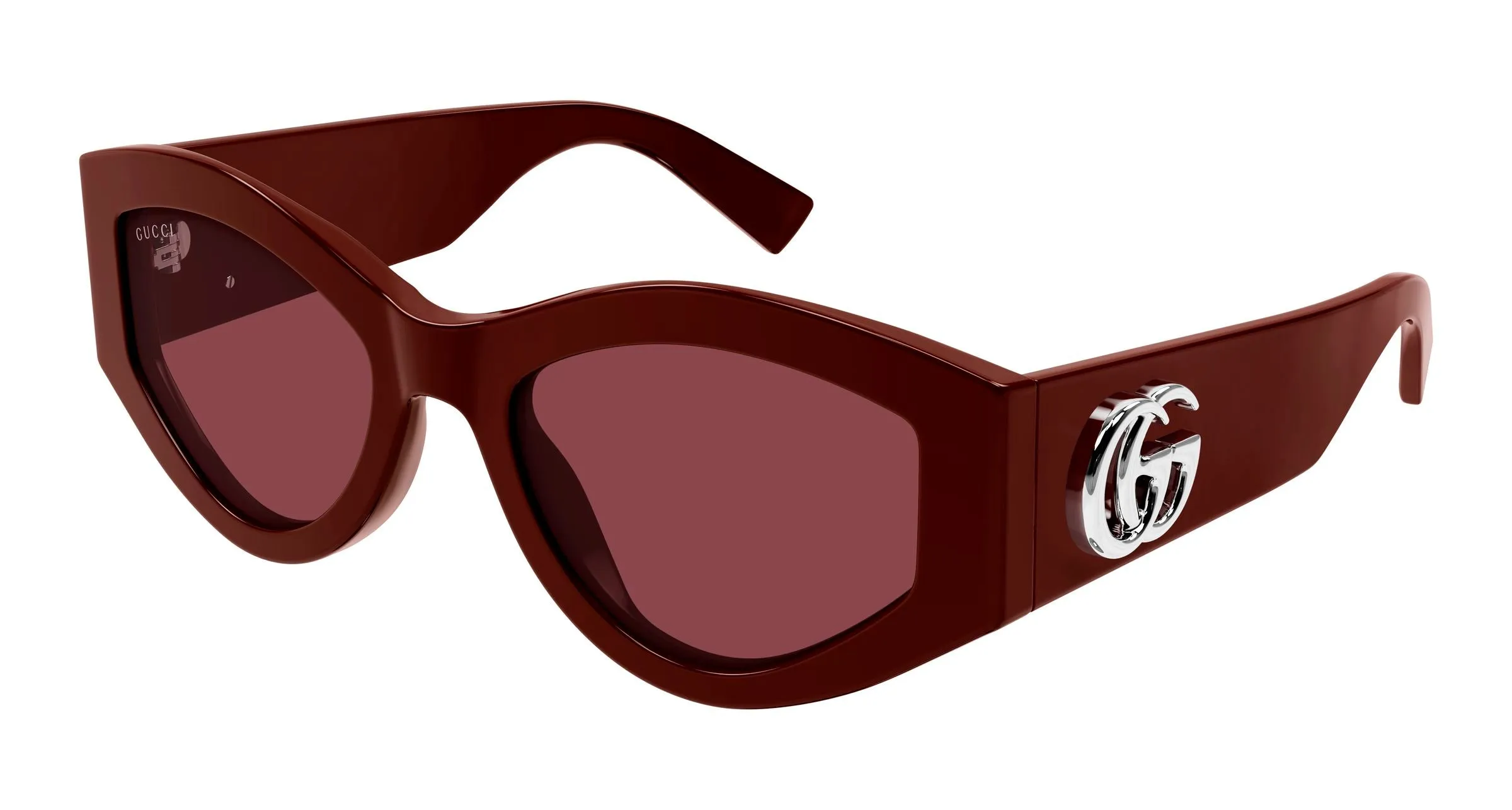 Gucci GG1951S 003 Occhiali da sole Acetato Bordeaux Rosso Geometrica - immagine 1