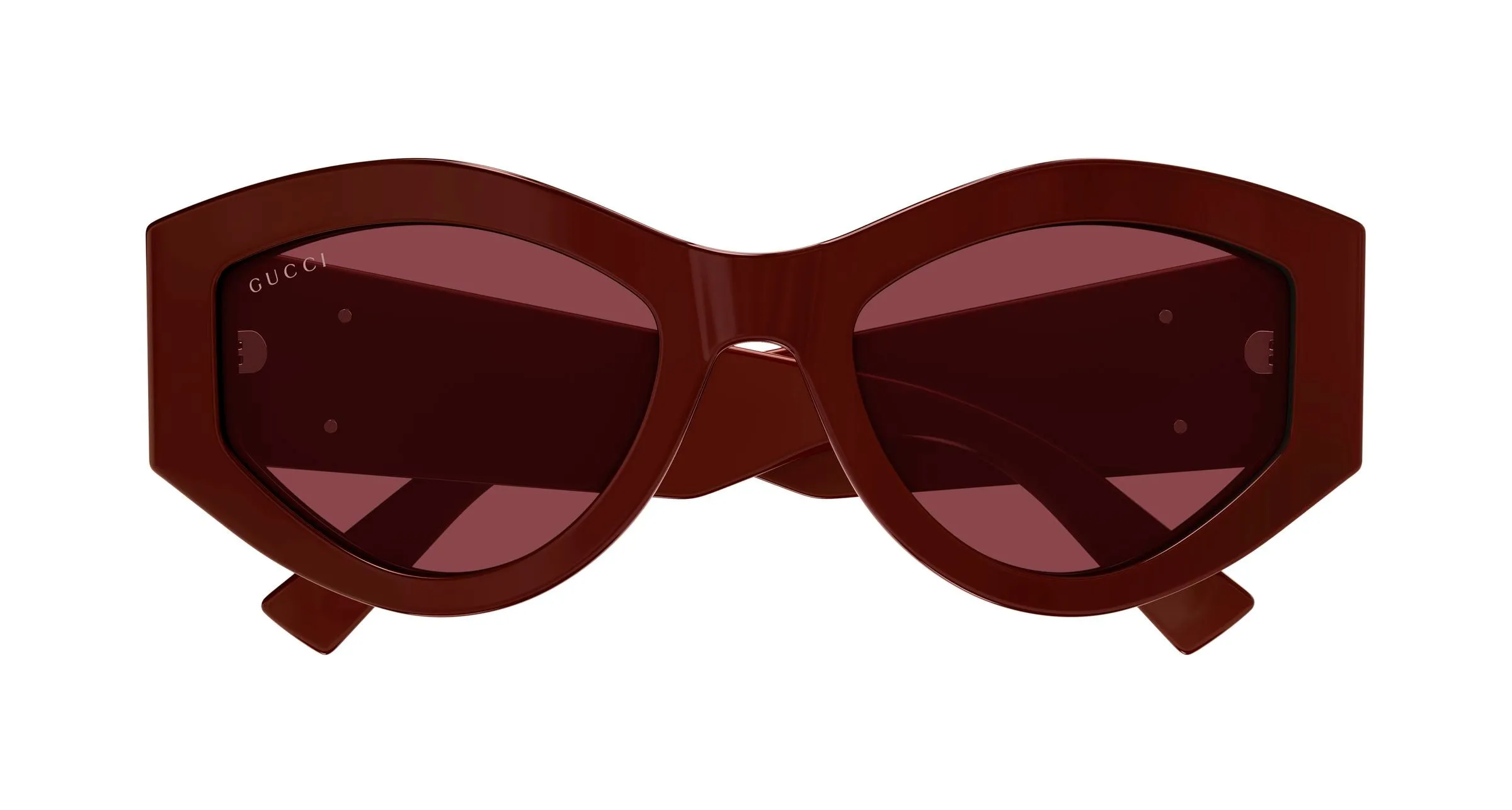 Gucci GG1951S 003 Occhiali da sole Acetato Bordeaux Rosso Geometrica - immagine 2