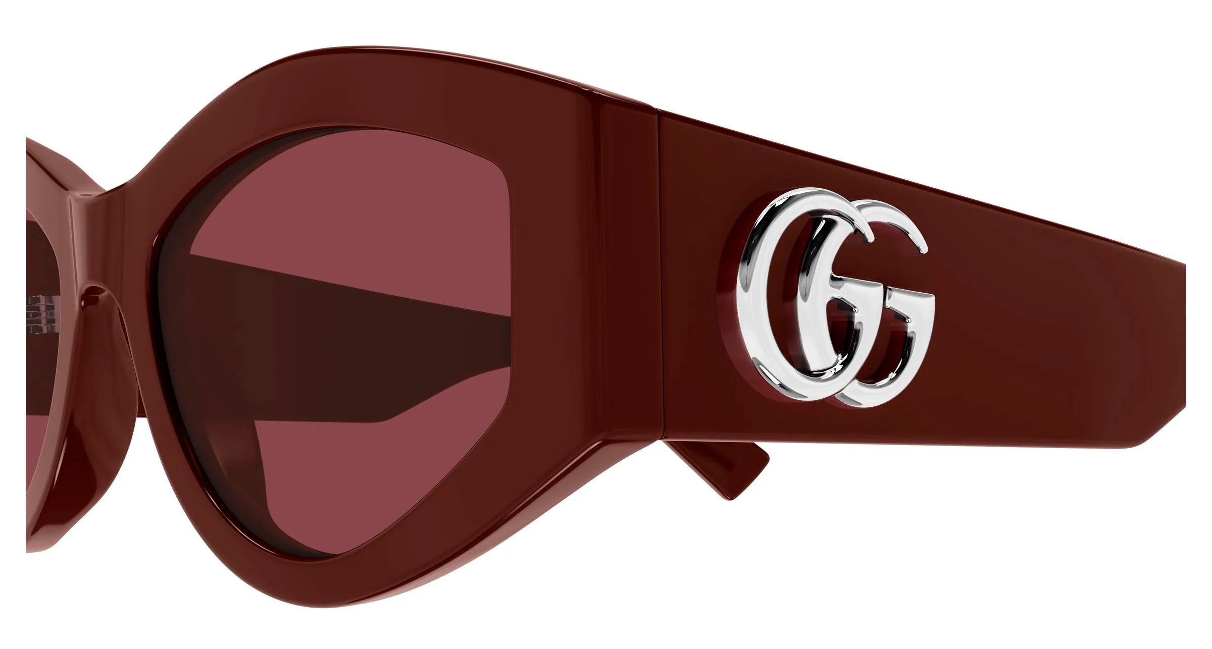 Gucci GG1951S 003 Occhiali da sole Acetato Bordeaux Rosso Geometrica - immagine 3