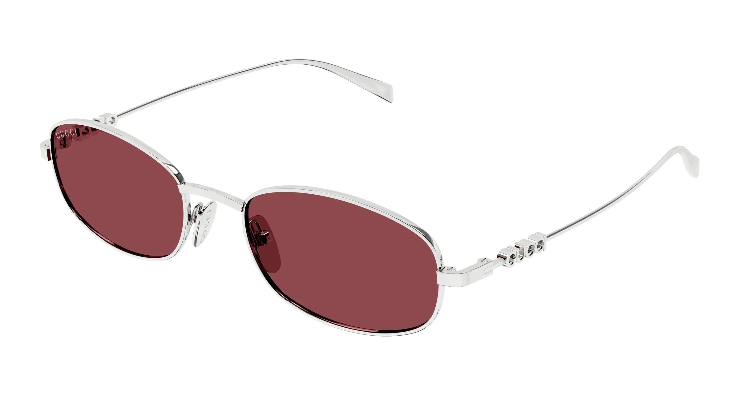 Gucci GG1940S 003 Occhiali da sole Metallo Argento Rosso Rotonda - immagine 1