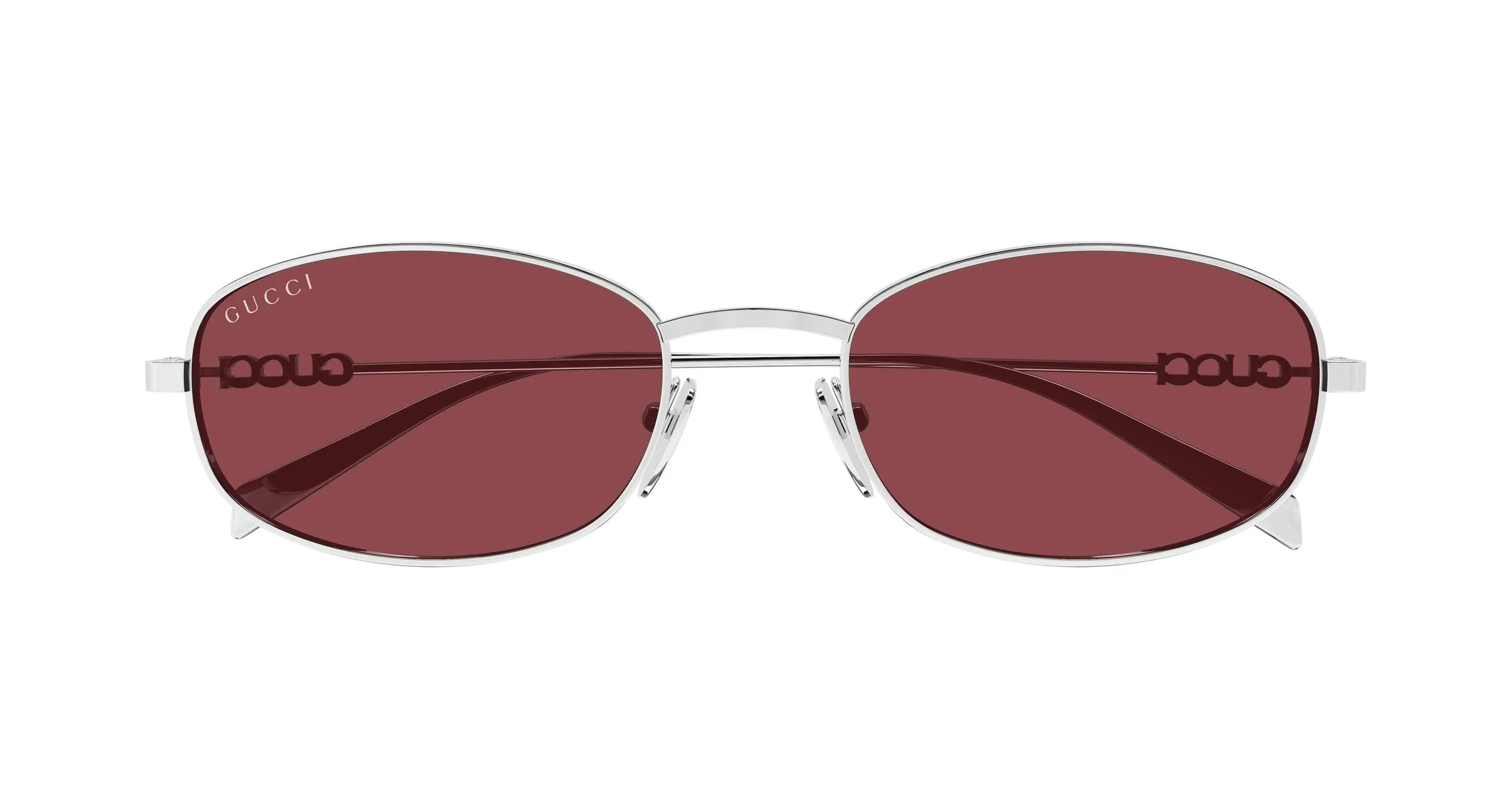 Gucci GG1940S 003 Occhiali da sole Metallo Argento Rosso Rotonda - immagine 2