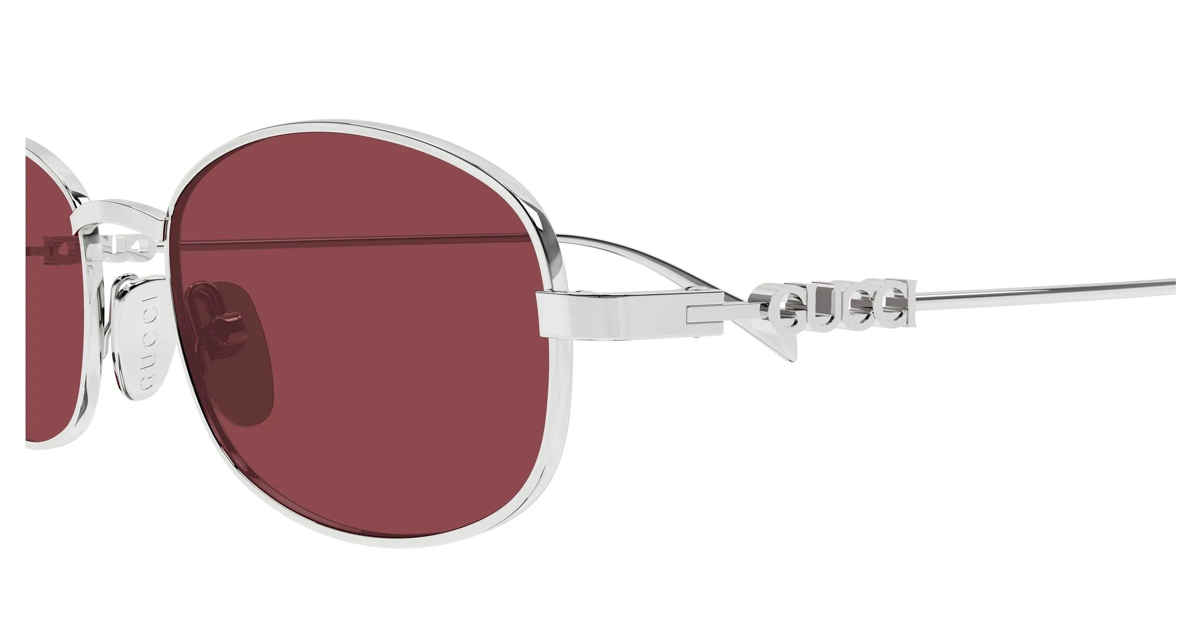 Gucci GG1940S 003 Occhiali da sole Metallo Argento Rosso Rotonda - immagine 3