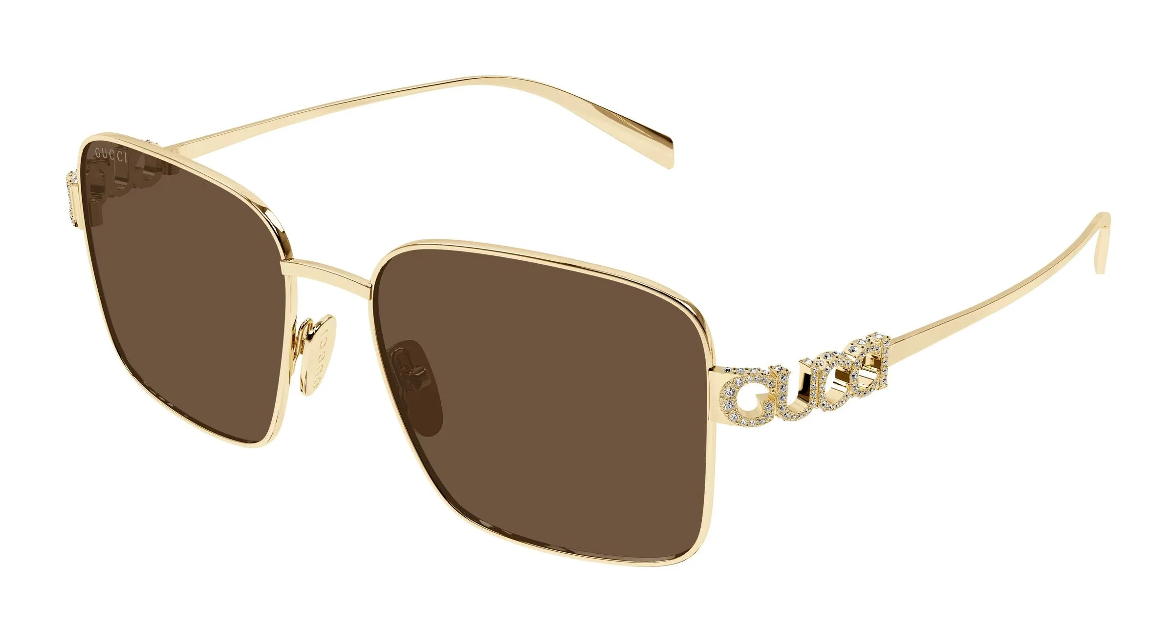 Gucci GG1937S 002 Occhiali da sole Metallo Oro Marrone Squadrata - immagine 1