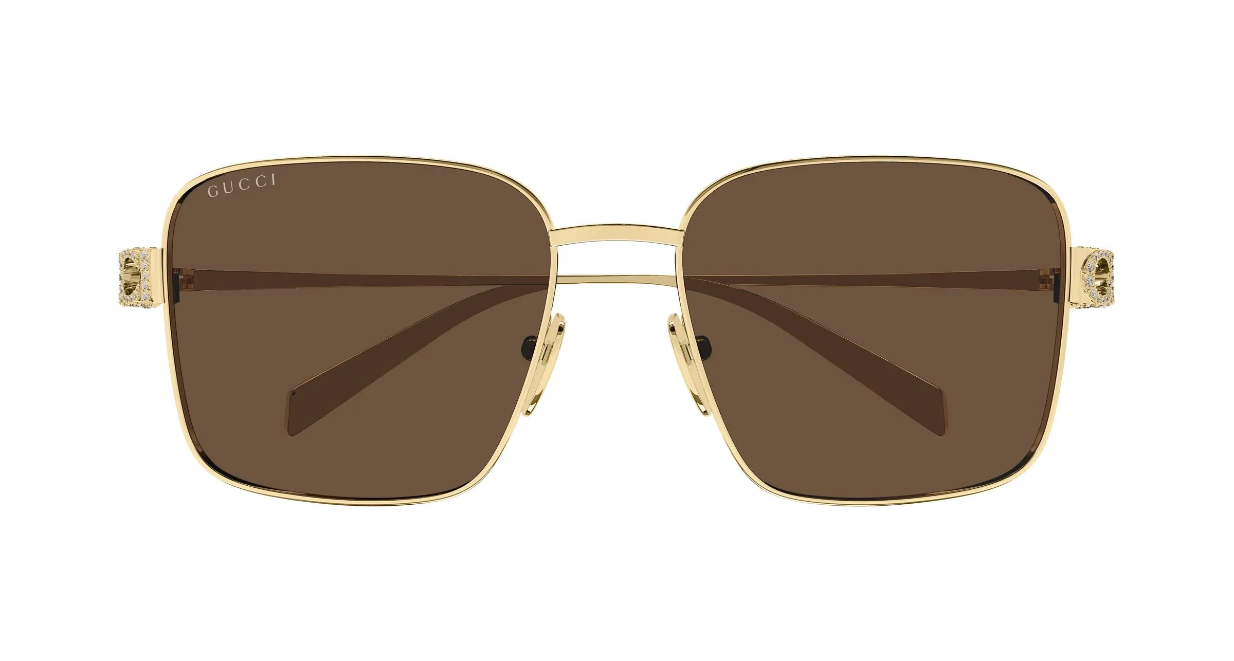 Gucci GG1937S 002 Occhiali da sole Metallo Oro Marrone Squadrata - immagine 2