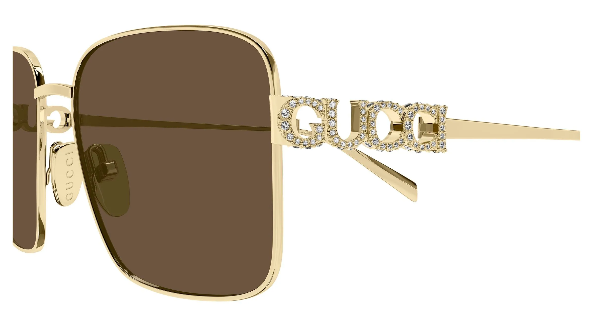 Gucci GG1937S 002 Occhiali da sole Metallo Oro Marrone Squadrata - immagine 3
