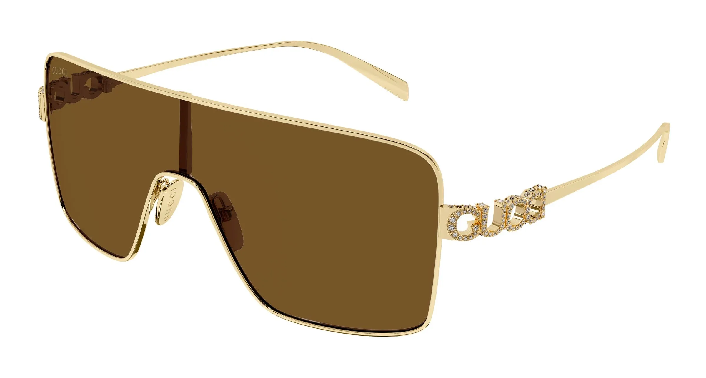 Gucci GG1936S 003 Occhiali da sole Metallo Oro Marrone Maschera - immagine 1