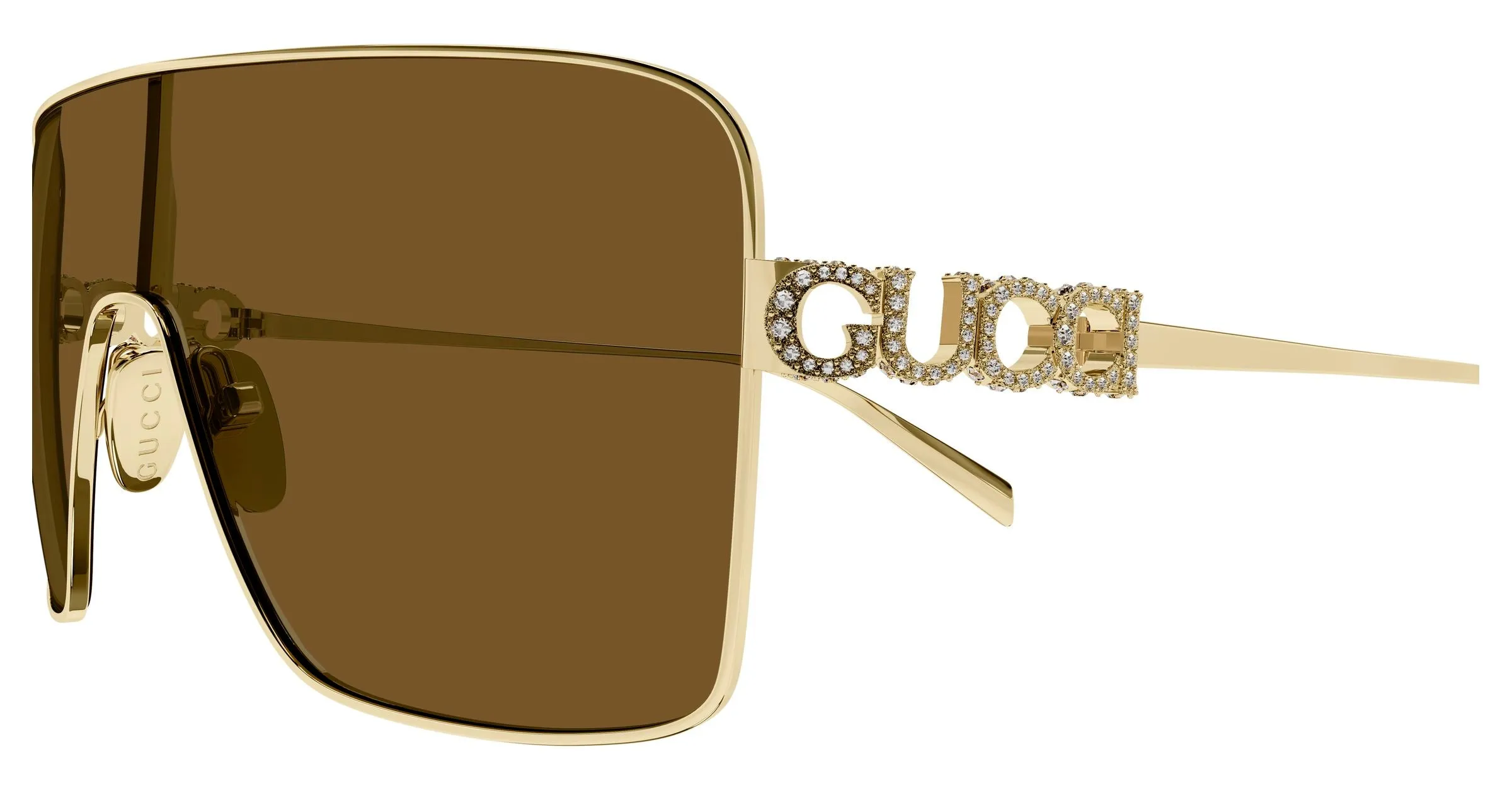 Gucci GG1936S 003 Occhiali da sole Metallo Oro Marrone Maschera - immagine 3