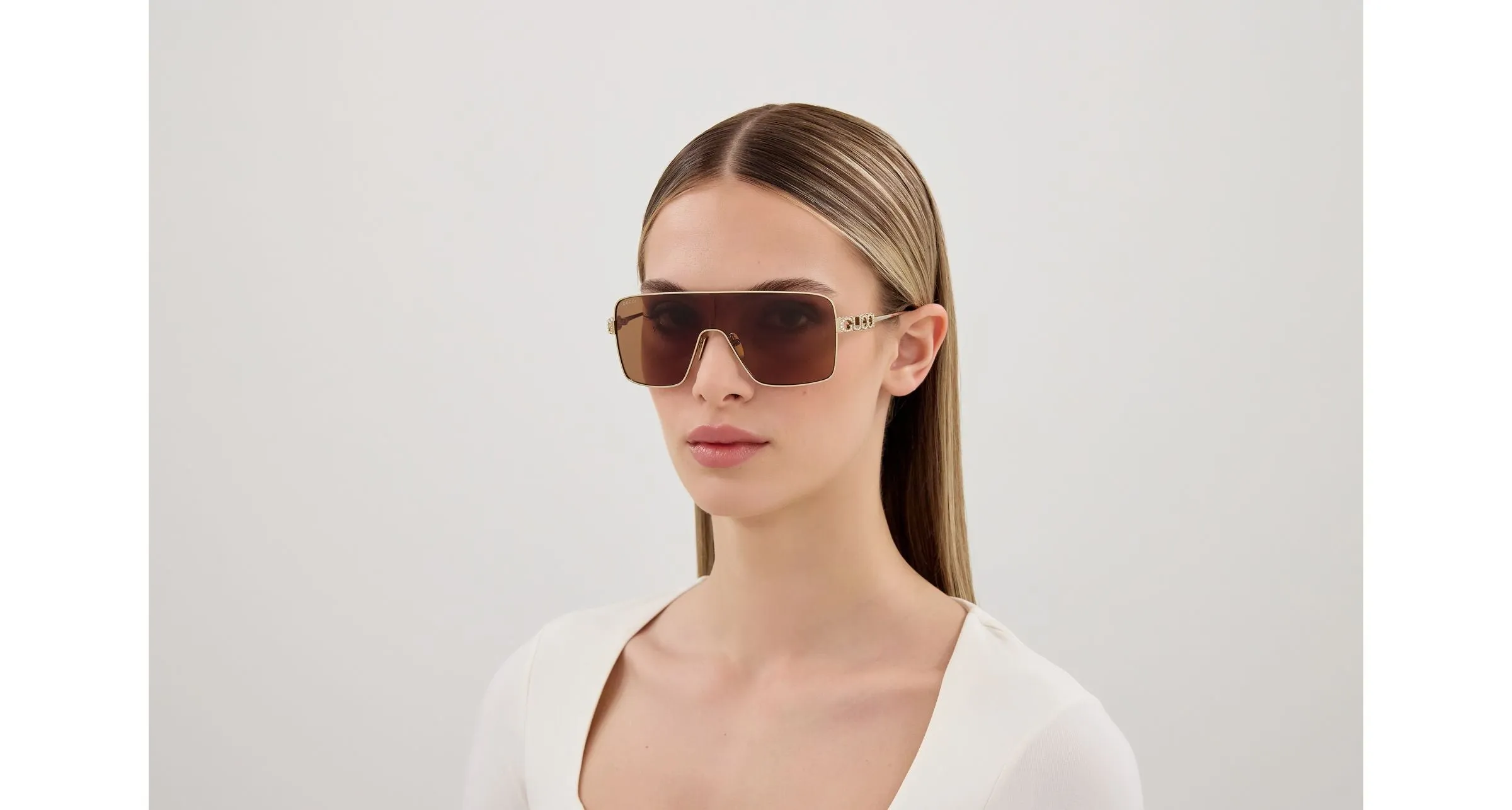 Gucci GG1936S 003 Occhiali da sole Metallo Oro Marrone Maschera - immagine 4