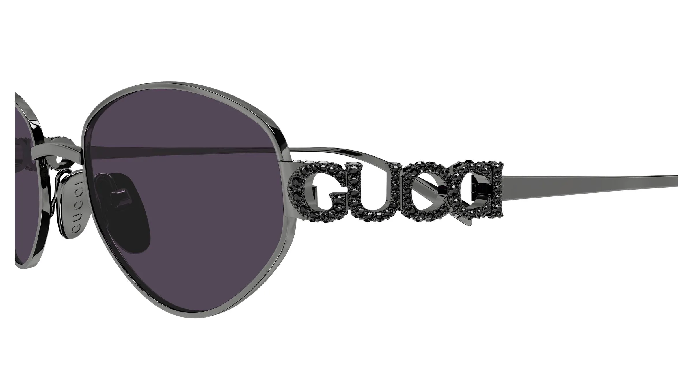 Gucci GG1935S 002 Occhiali da sole Metallo Rutenio Viola Geometrica - immagine 3