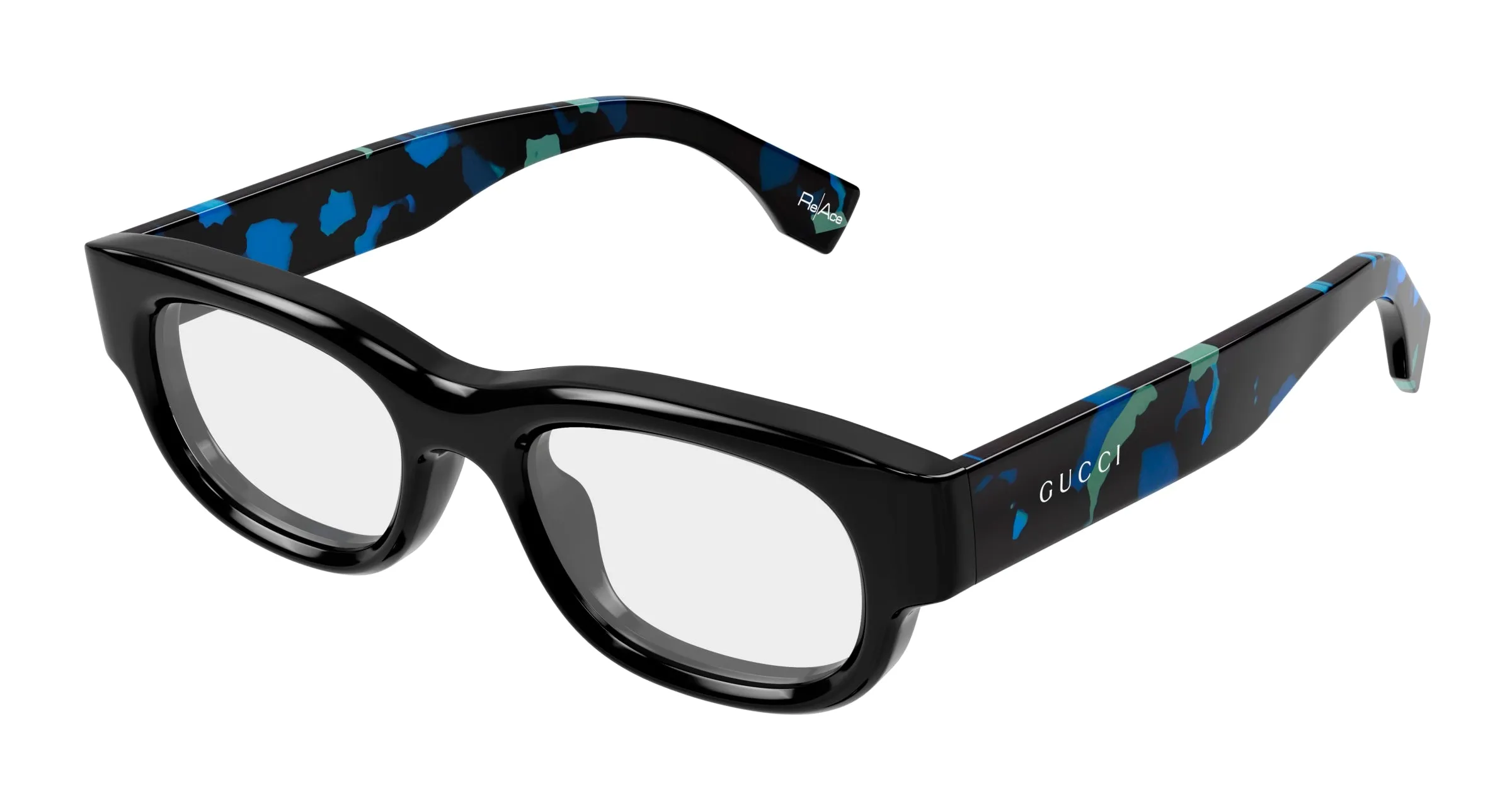 Gucci GG1910O 002 Montature da vista Acetato Nero Trasparente Squadrata - immagine 1