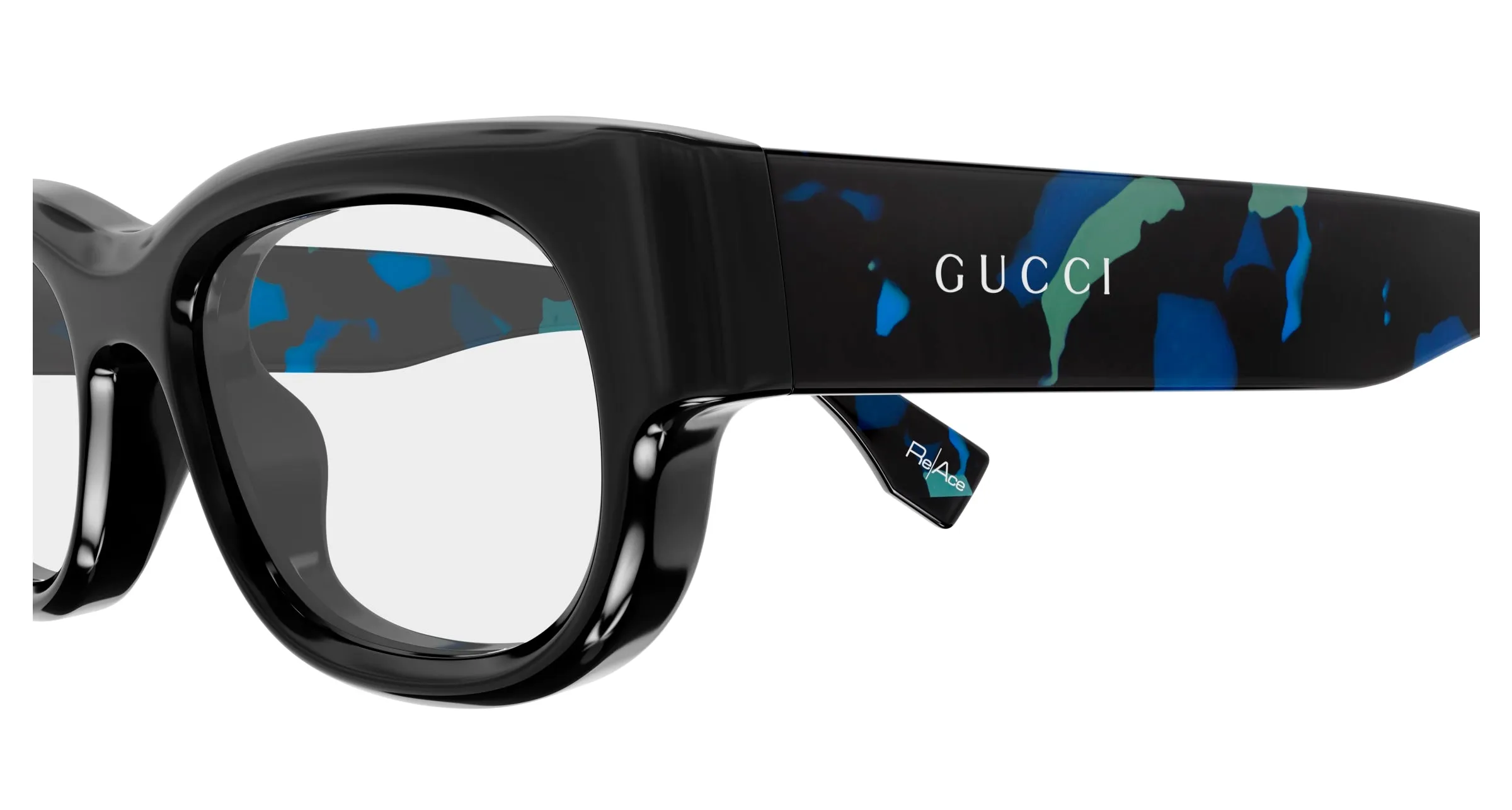 Gucci GG1910O 002 Montature da vista Acetato Nero Trasparente Squadrata - immagine 3