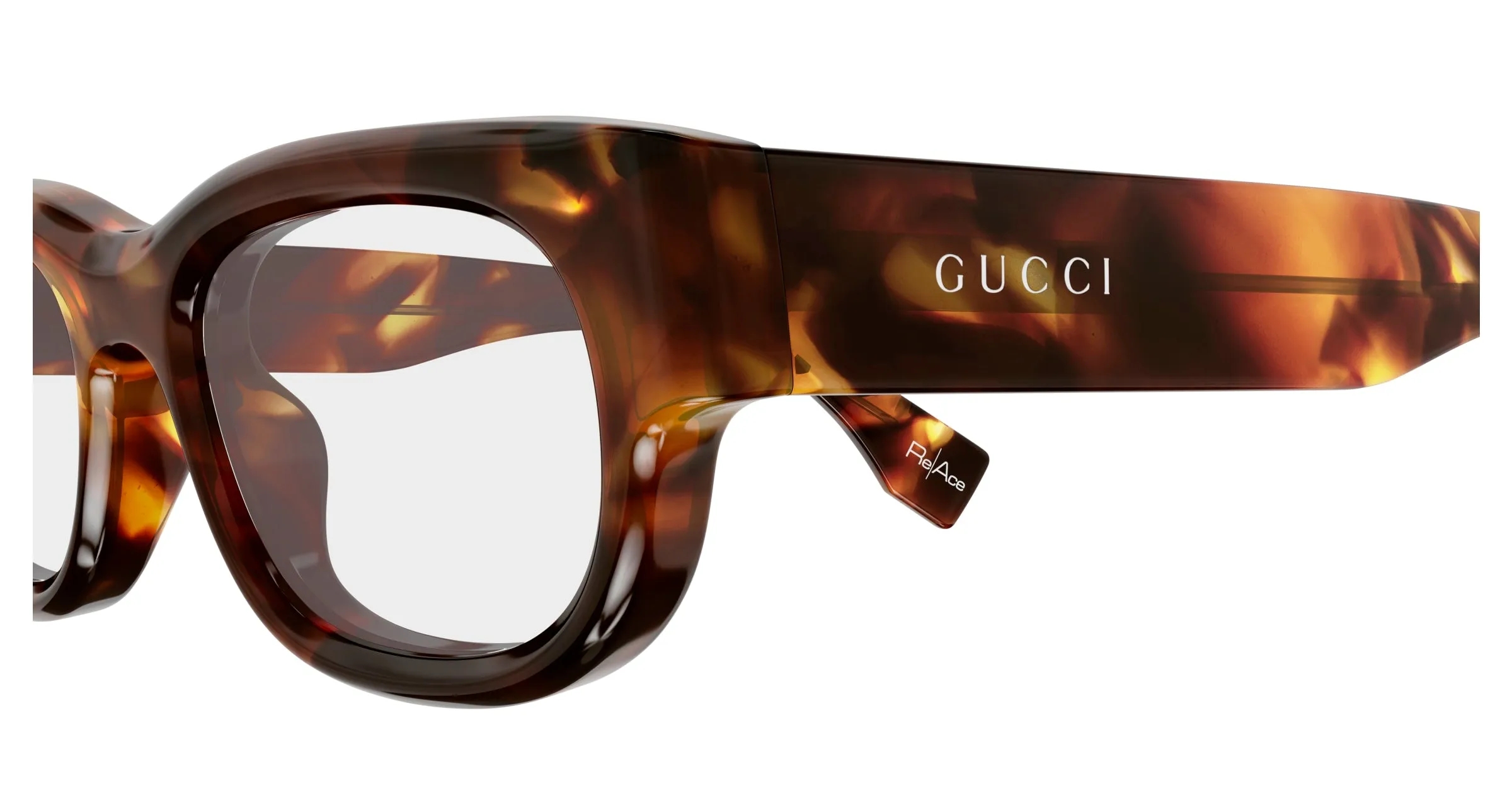 Gucci GG1910O 001 Montature da vista Acetato Havana Trasparente Squadrata - immagine 3