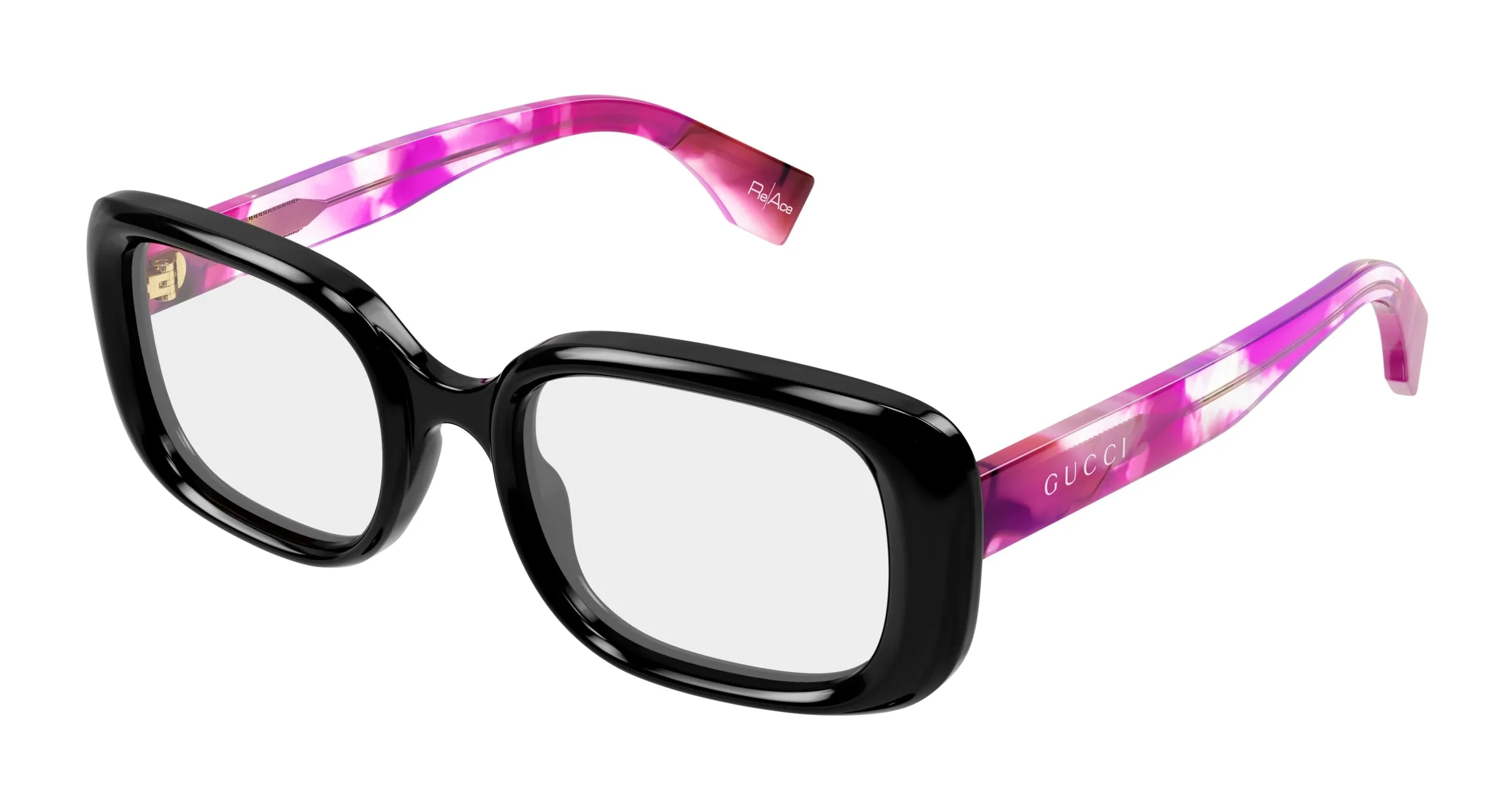 Gucci GG1908O 002 Montature da vista Acetato Nero Trasparente Squadrata - immagine 1