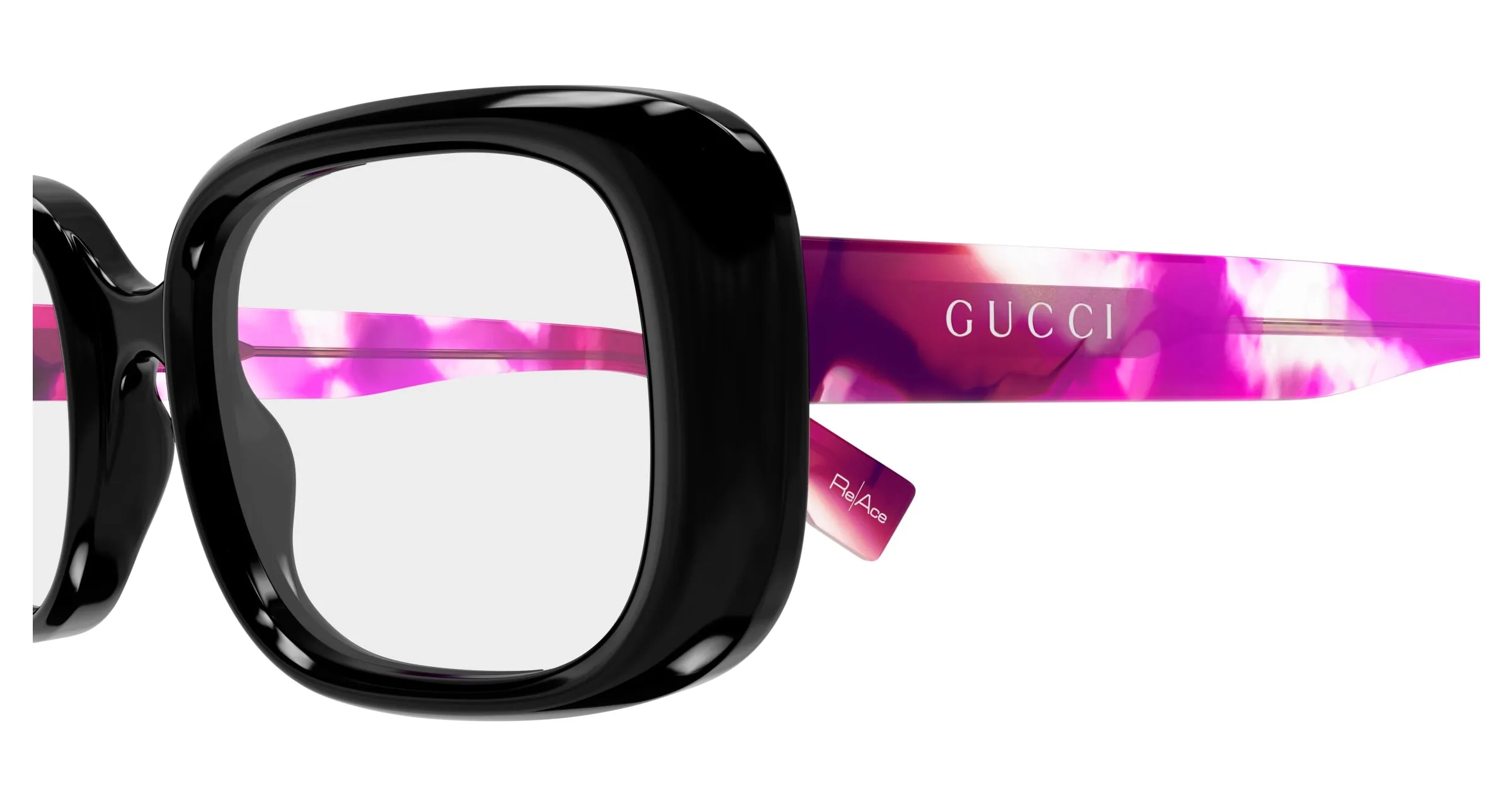 Gucci GG1908O 002 Montature da vista Acetato Nero Trasparente Squadrata - immagine 3