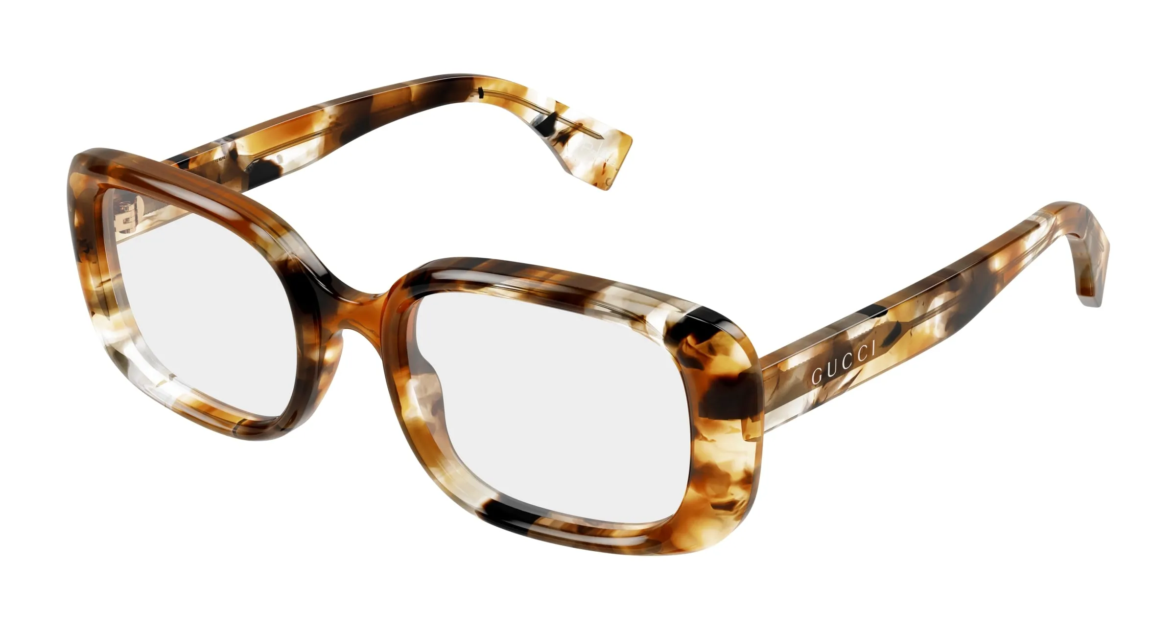 Gucci GG1908O 001 Montature da vista Acetato Marrone Trasparente Squadrata - immagine 1