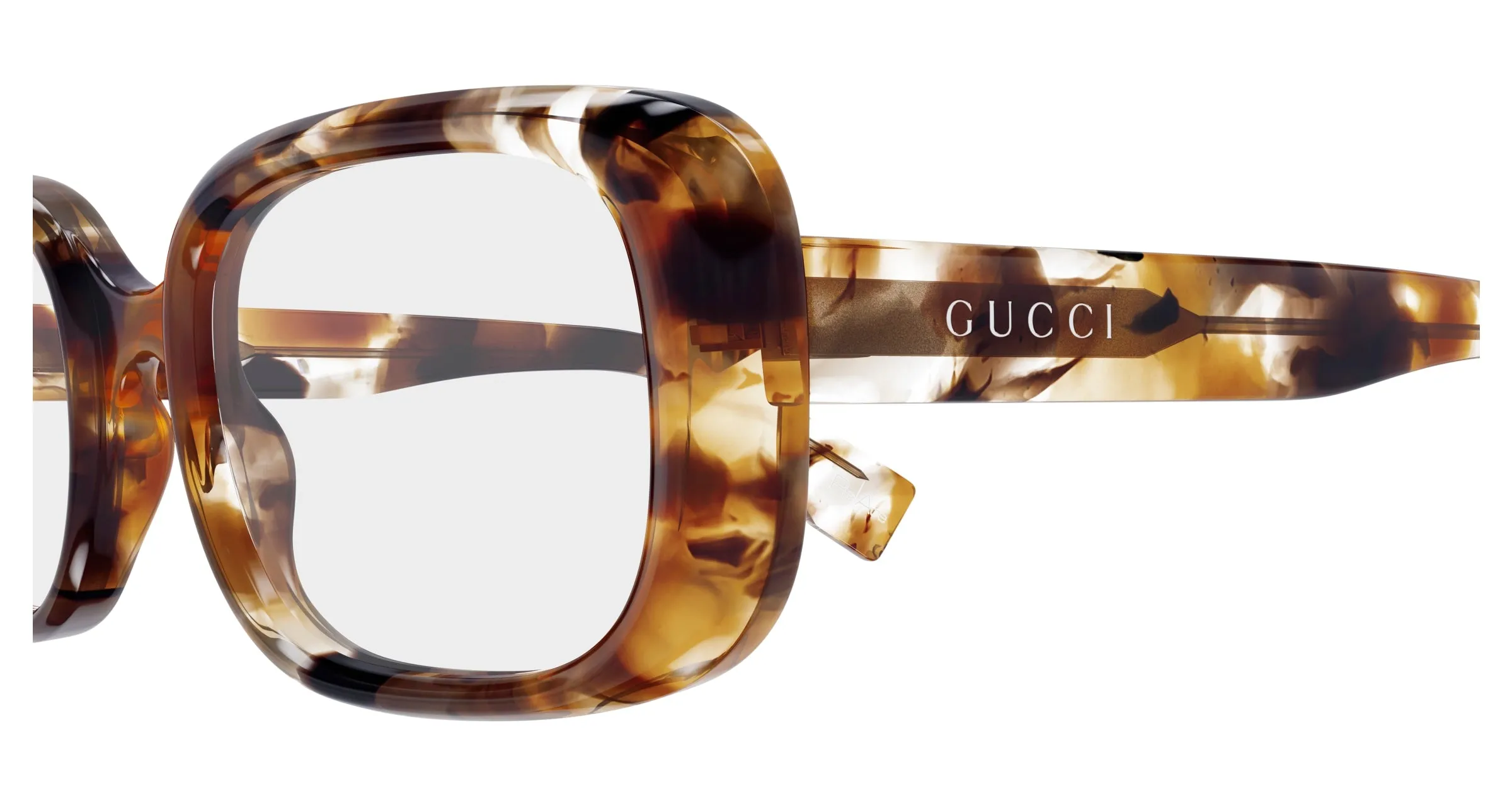 Gucci GG1908O 001 Montature da vista Acetato Marrone Trasparente Squadrata - immagine 3