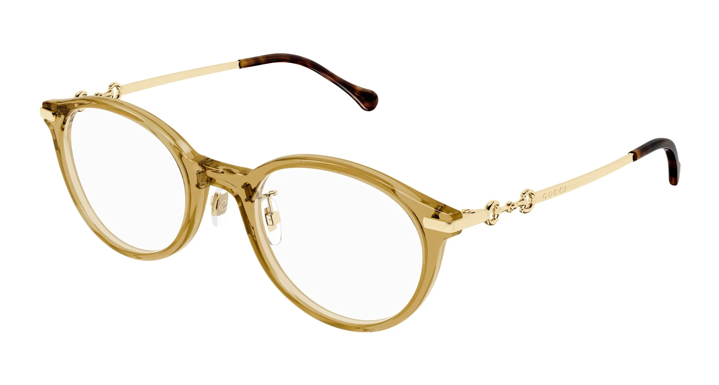 Gucci GG1904OJ 003 Montature da vista Acetato Giallo Trasparente Rotonda - immagine 1
