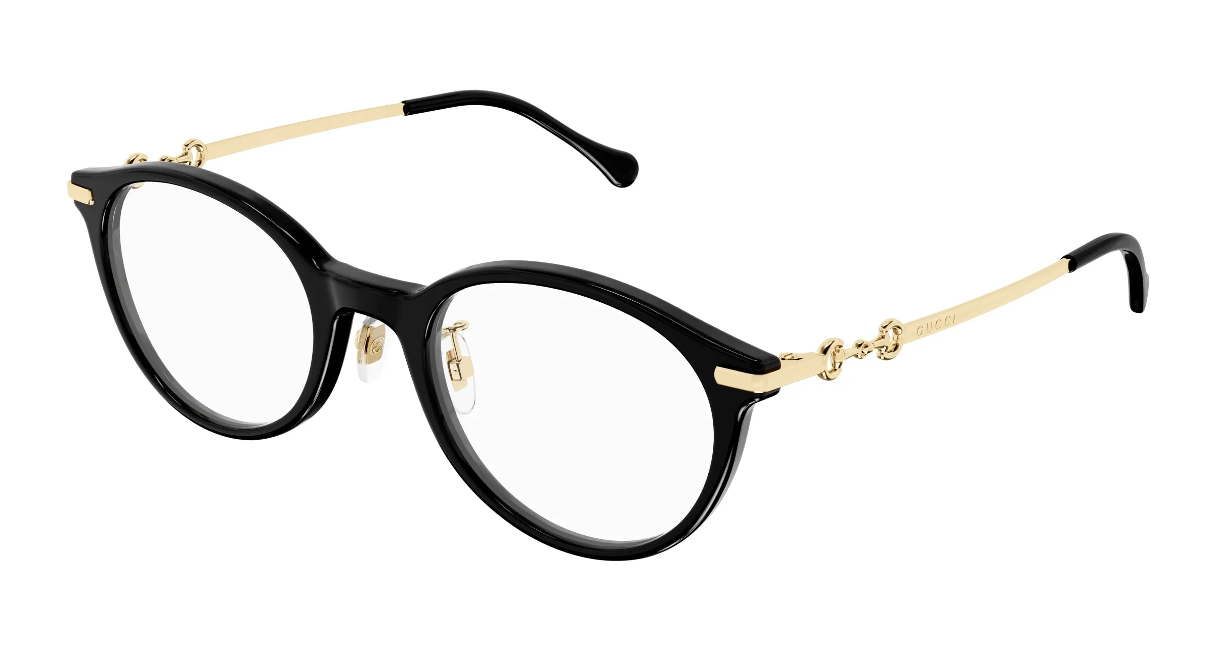 Gucci GG1904OJ 001 Montature da vista Acetato Nero Trasparente Rotonda - immagine 1