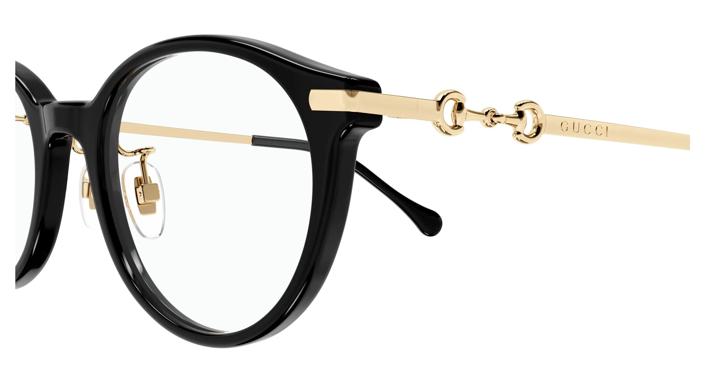 Gucci GG1904OJ 001 Montature da vista Acetato Nero Trasparente Rotonda - immagine 3