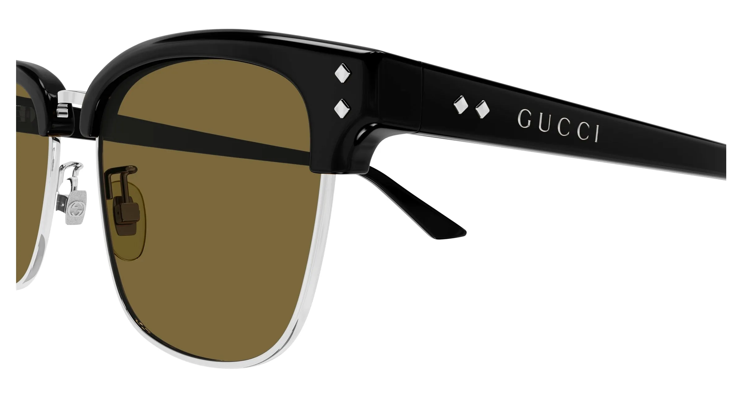 Gucci GG1897SK 003 Occhiali da sole Acetato Nero Marrone Squadrata - immagine 3