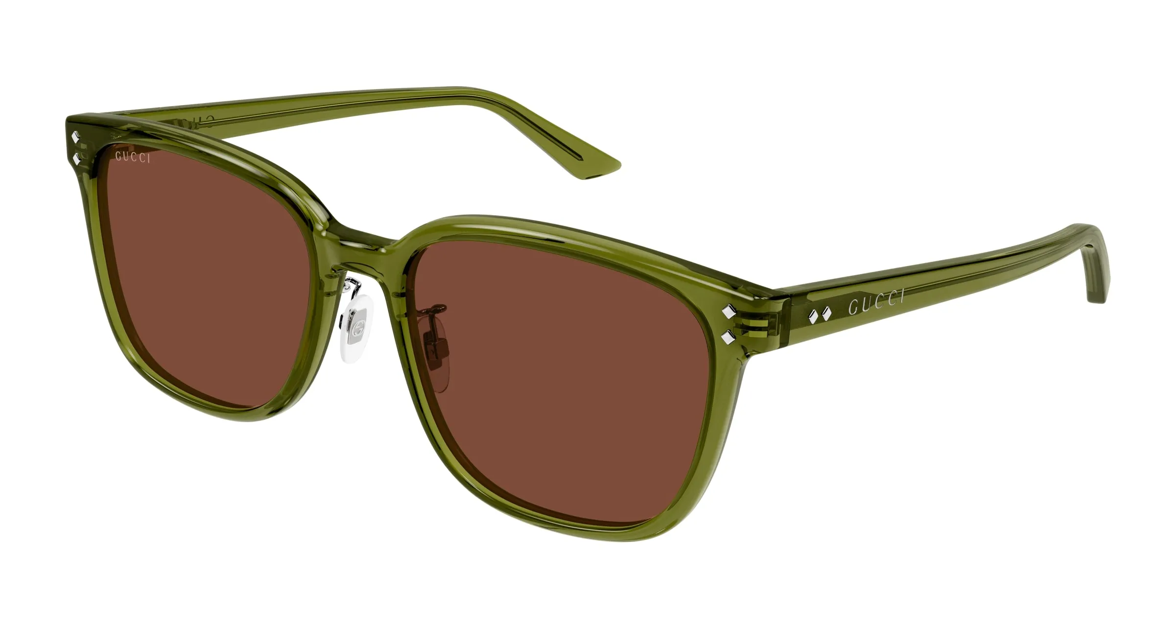 Gucci GG1896SK 004 Occhiali da sole Acetato Verde Marrone Squadrata - immagine 1
