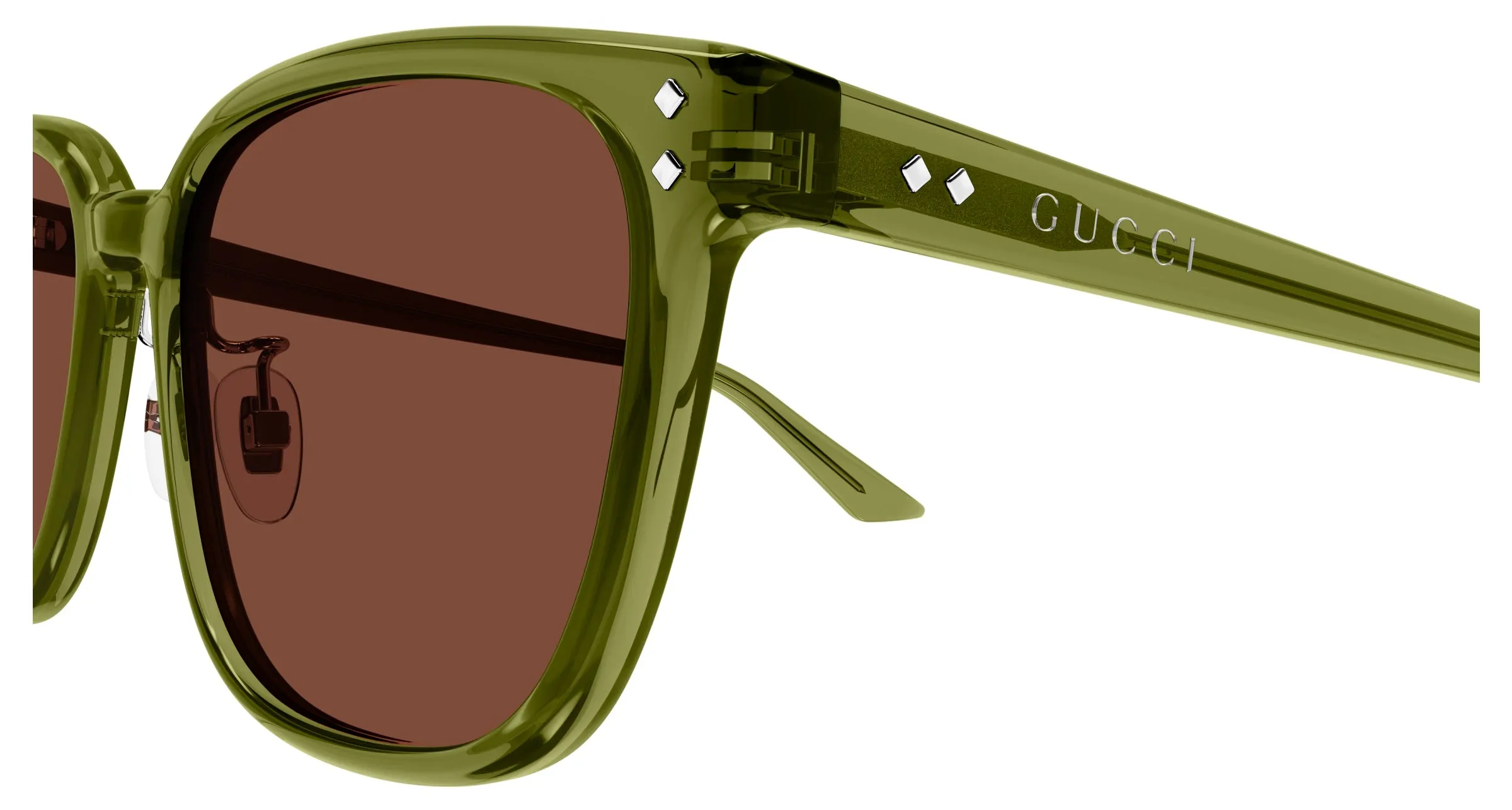 Gucci GG1896SK 004 Occhiali da sole Acetato Verde Marrone Squadrata - immagine 3