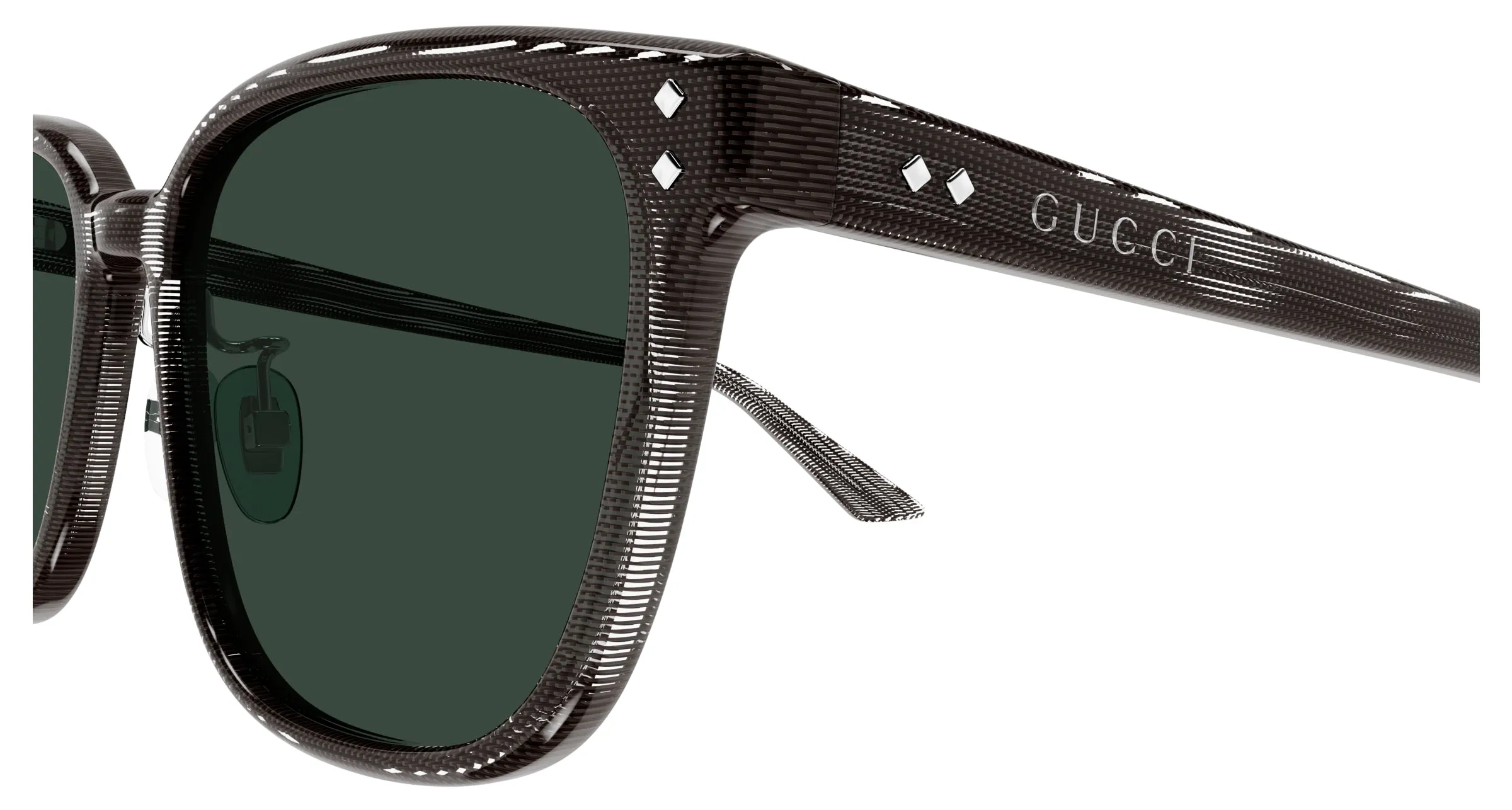 Gucci GG1896SK 003 Occhiali da sole Acetato Marrone Verde Squadrata - immagine 3
