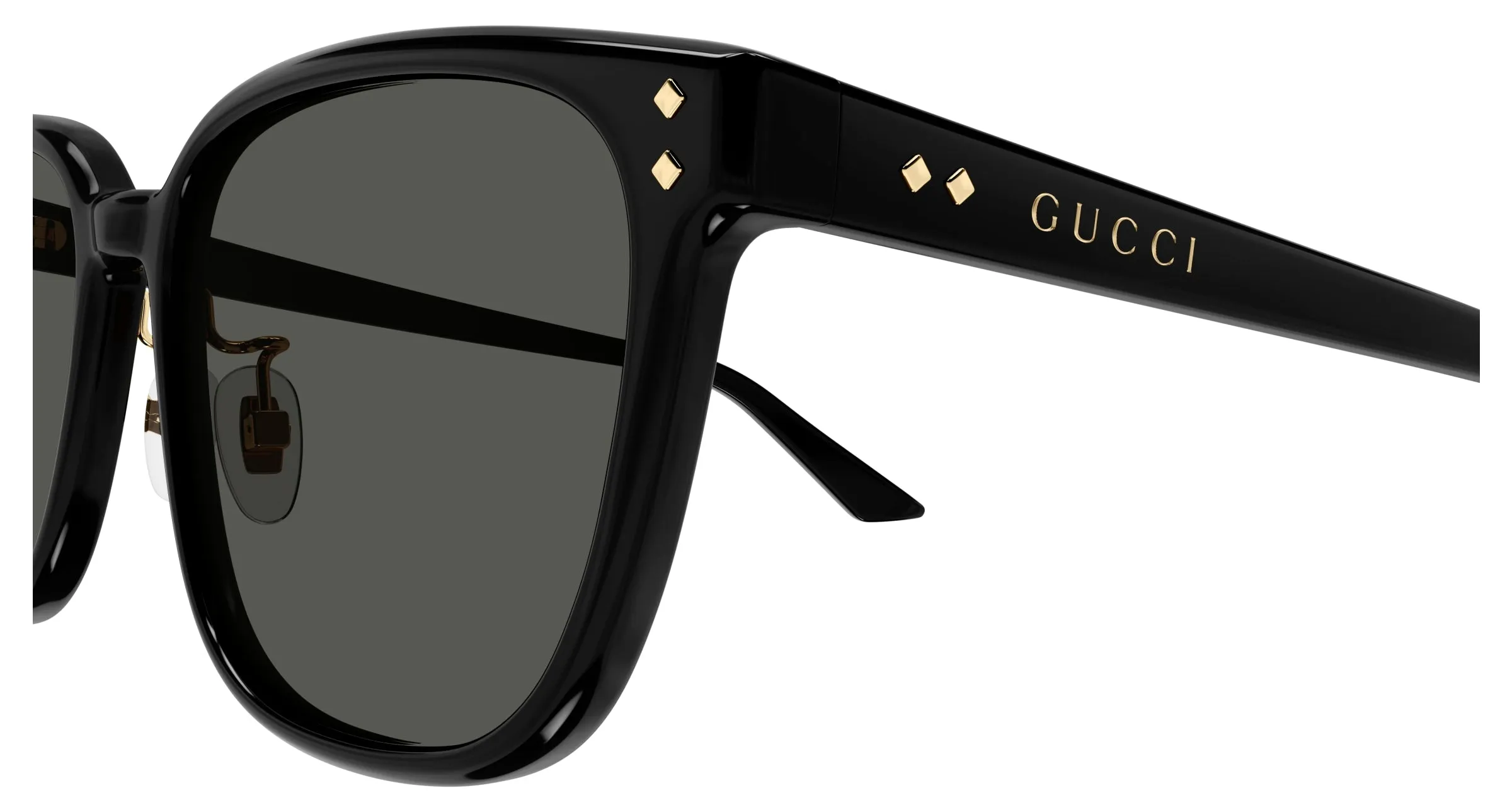 Gucci GG1896SK 001 Occhiali da sole Acetato Nero Grigio Squadrata - immagine 3