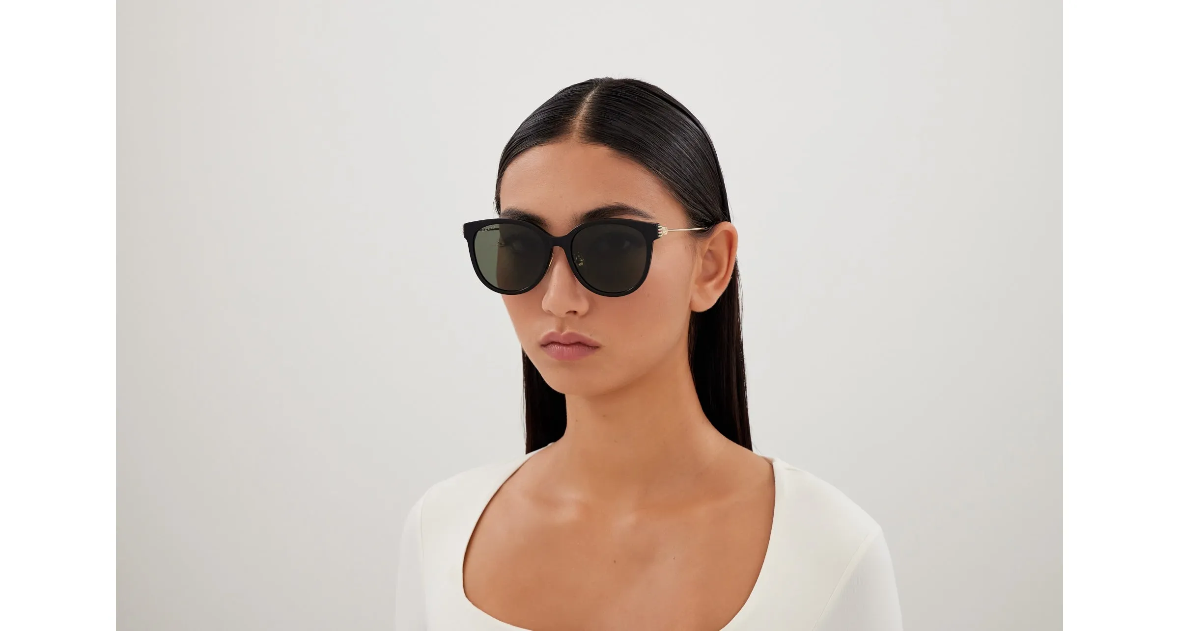 Gucci GG1883SK 001 Occhiali da sole Acetato Nero Grigio Rotonda - immagine 4