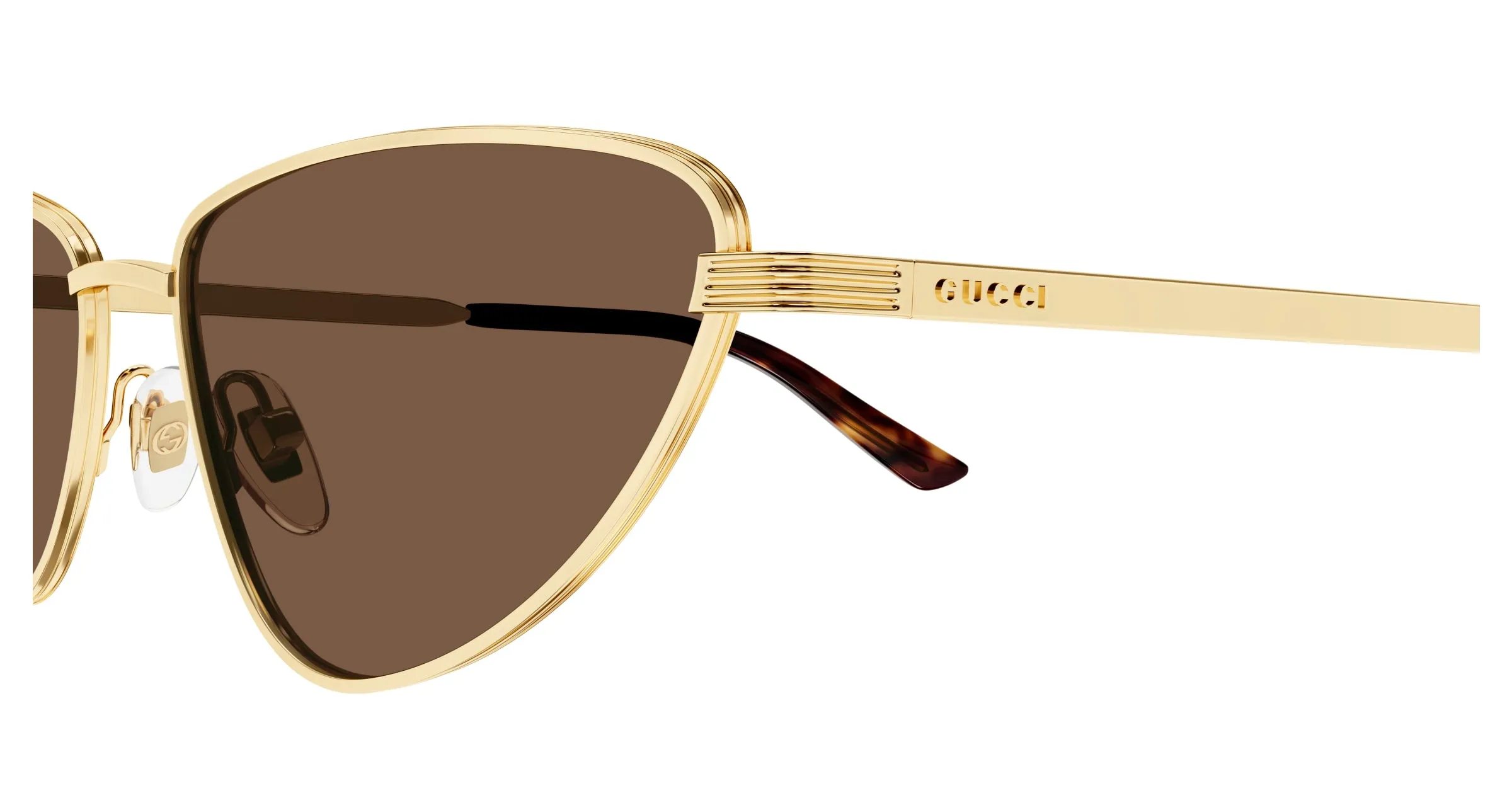 Gucci GG1879S 002 Occhiali da sole Metallo Oro Marrone Cat Eye - immagine 3