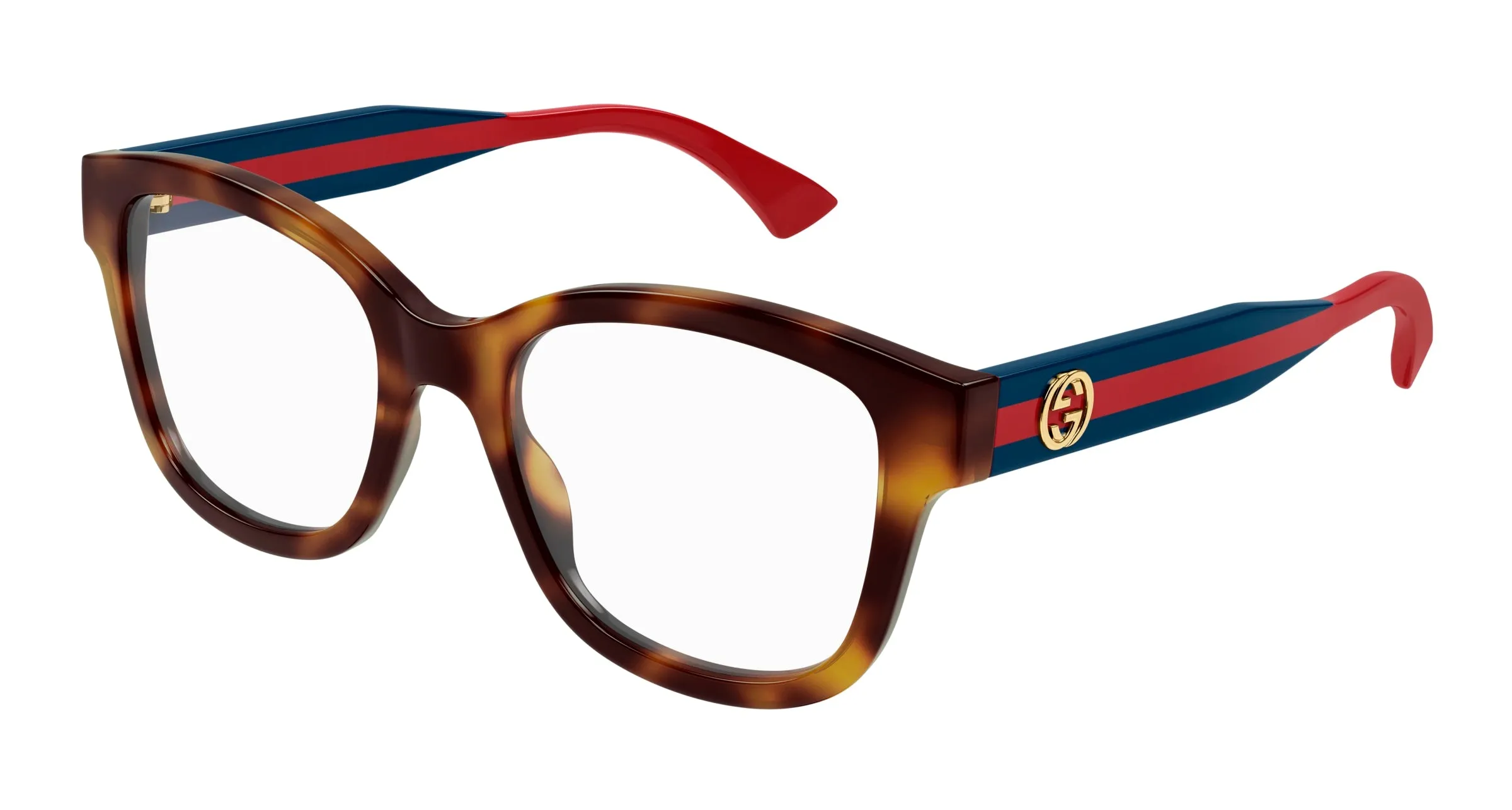 Gucci GG1863O 002 Montature da vista Acetato Havana Trasparente Squadrata - immagine 1
