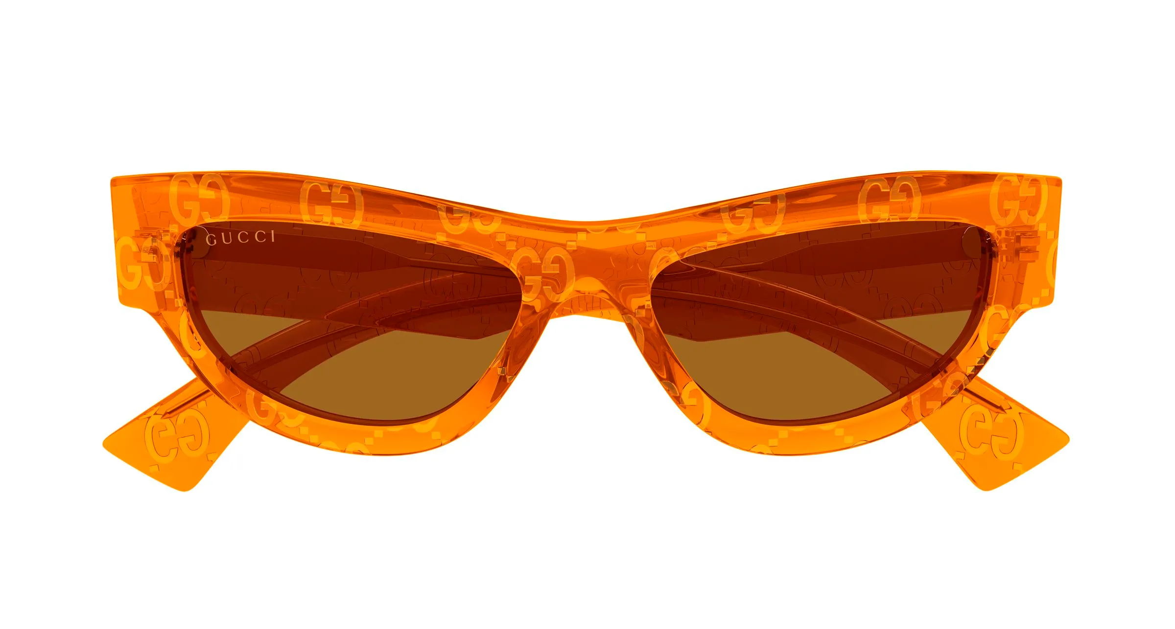Gucci GG1834S 013 Occhiali da sole Acetato Arancione Marrone Cat Eye - immagine 2